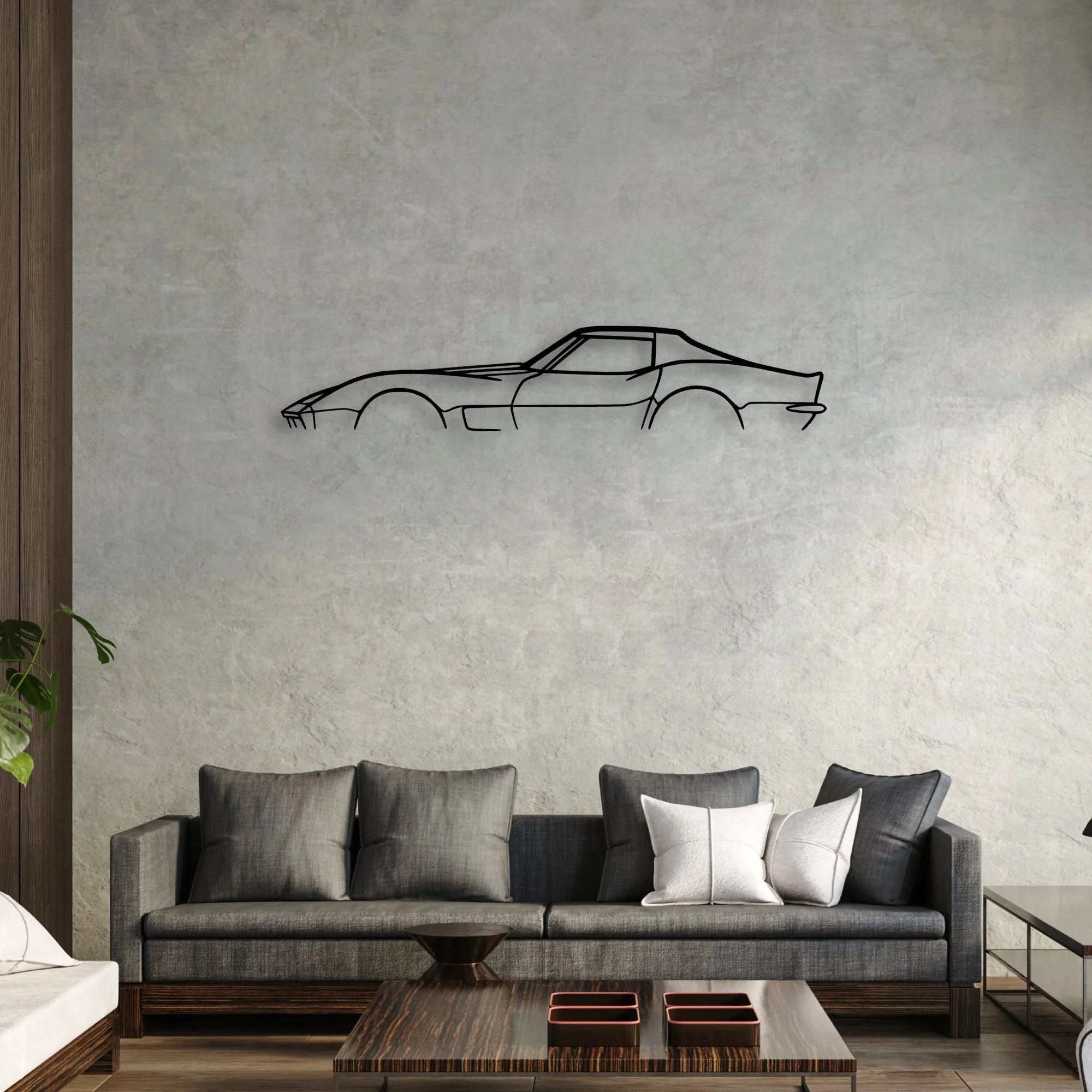 C3 L48 1973 Classic Silhouette Metal Wall Art - Automotive Garage Decor
