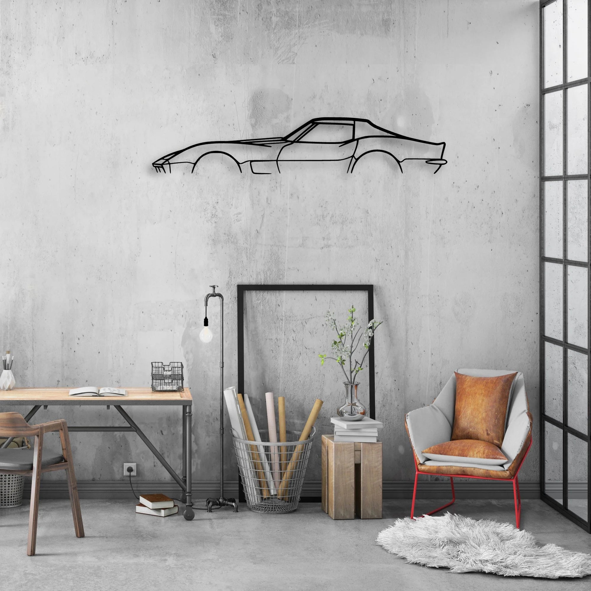 C3 L48 1973 Classic Silhouette Metal Wall Art - Automotive Garage Decor