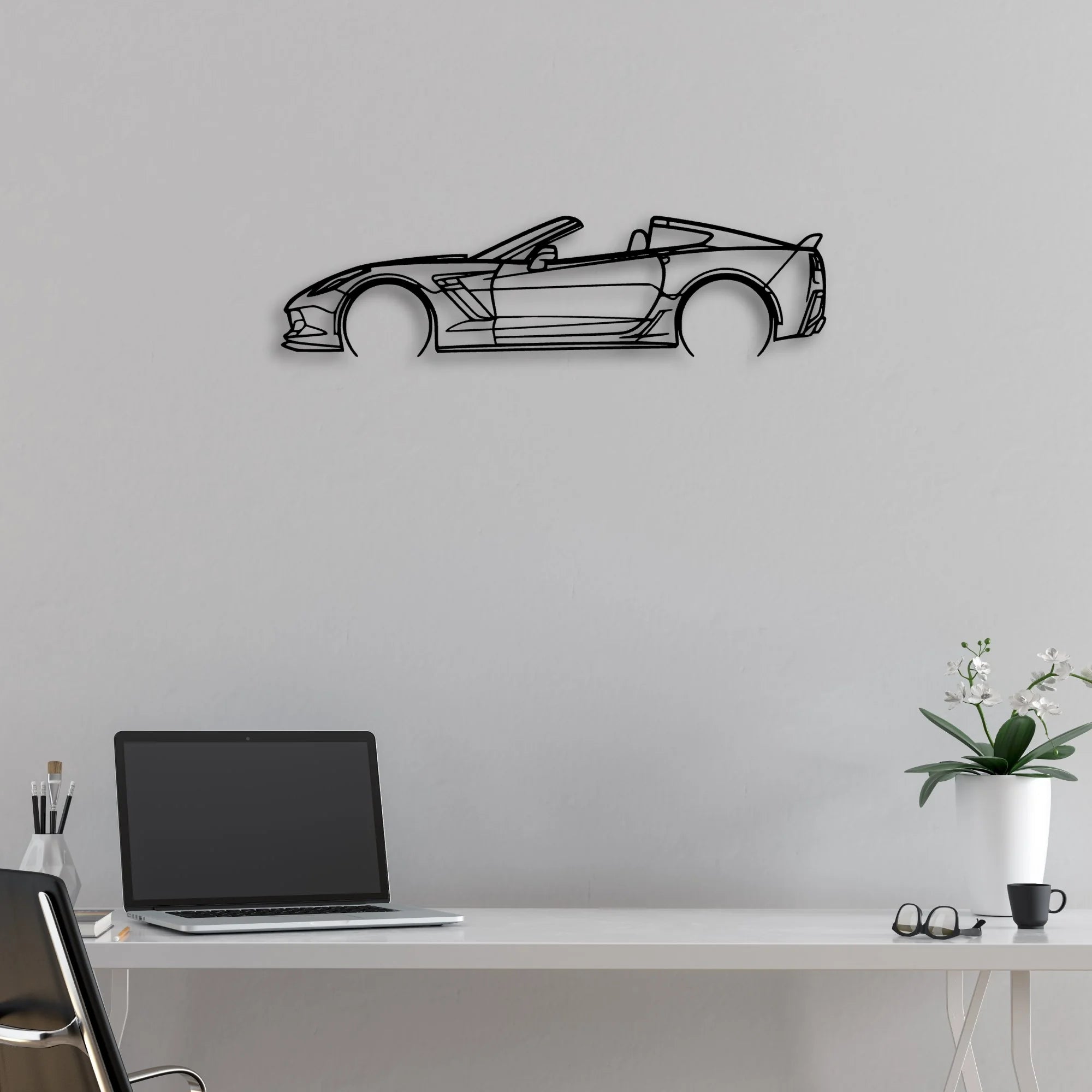 C7 Z06 Top off 2 Classic Silhouette Metal Wall Art - Automotive Garage Decor