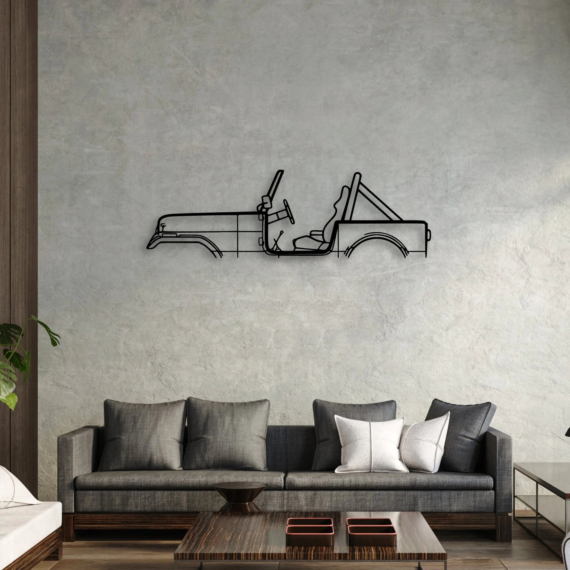 CJ7 1986 Classic Silhouette Metal Wall Art - Automotive Garage Decor