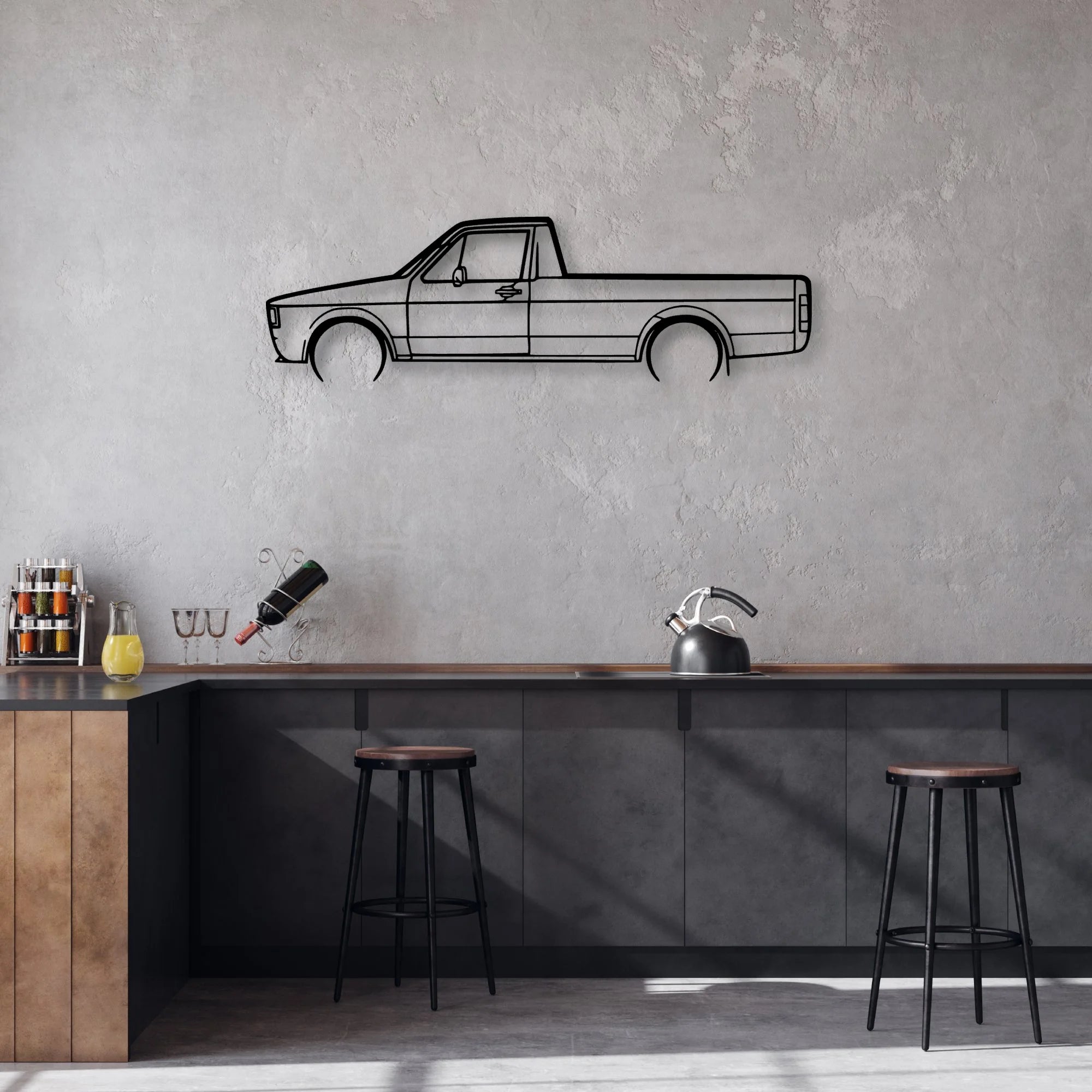 Caddy 1981 Classic Silhouette Metal Wall Art - Automotive Garage Decor