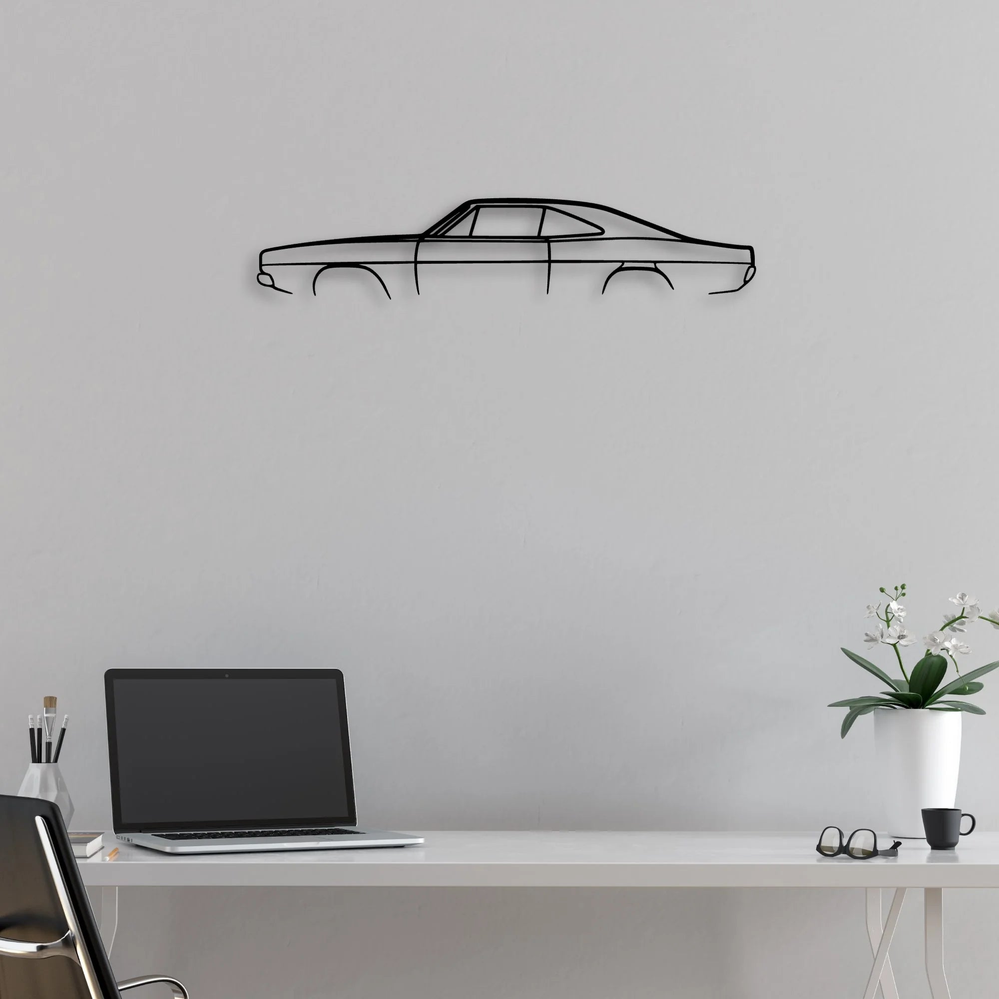 Charger 1969 2 Classic Silhouette Metal Wall Art - Automotive Garage Decor