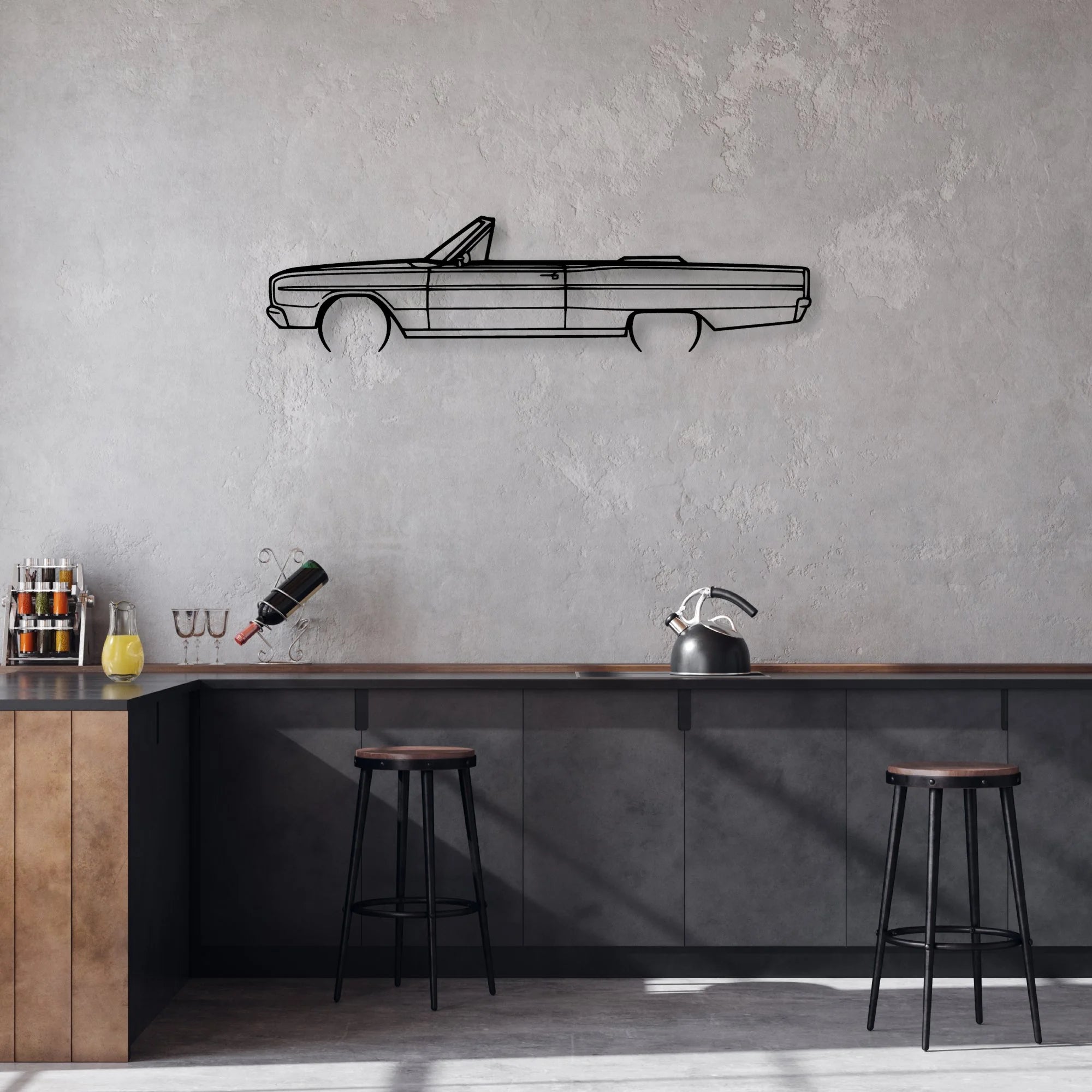 Coronet Convertible 1966 Classic Silhouette Metal Wall Art - Automotive Garage Decor