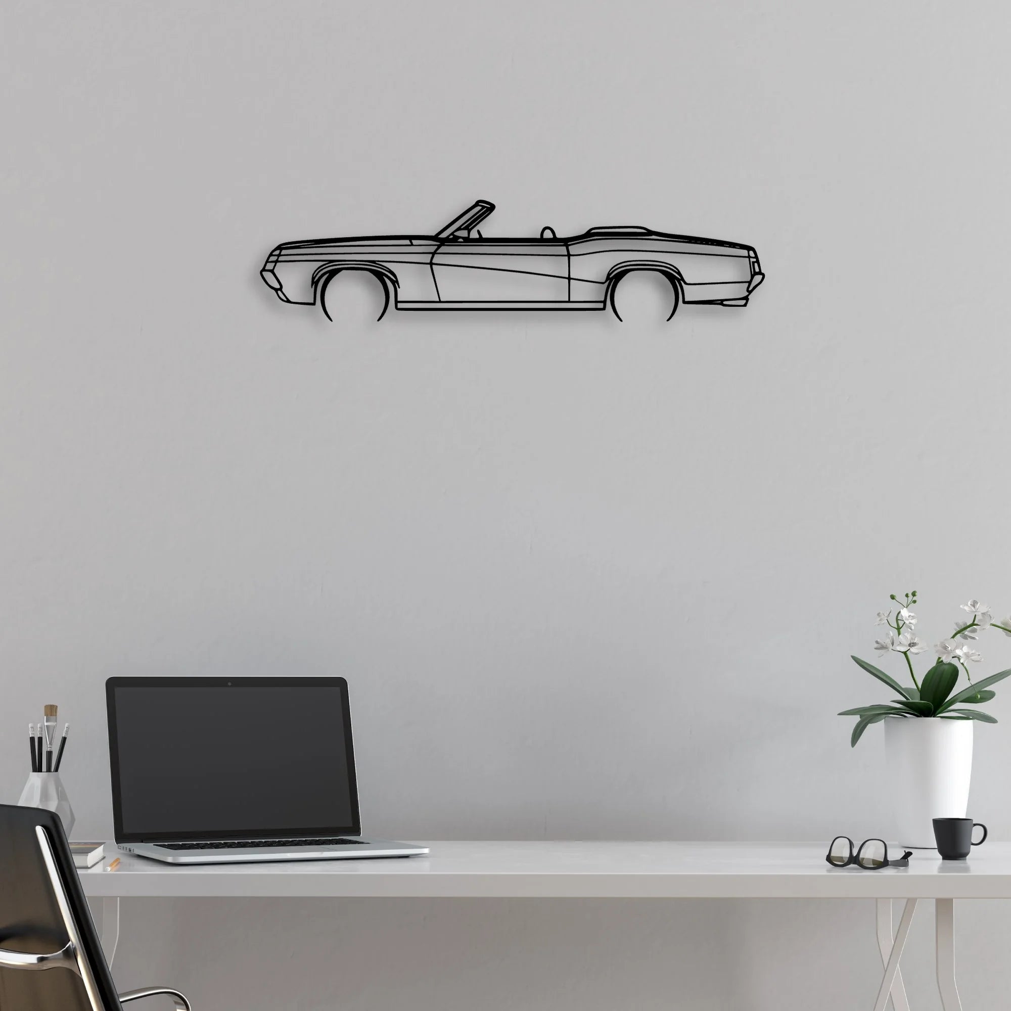 Cougar Convertible 1969 Classic Silhouette Metal Wall Art - Automotive Garage Decor
