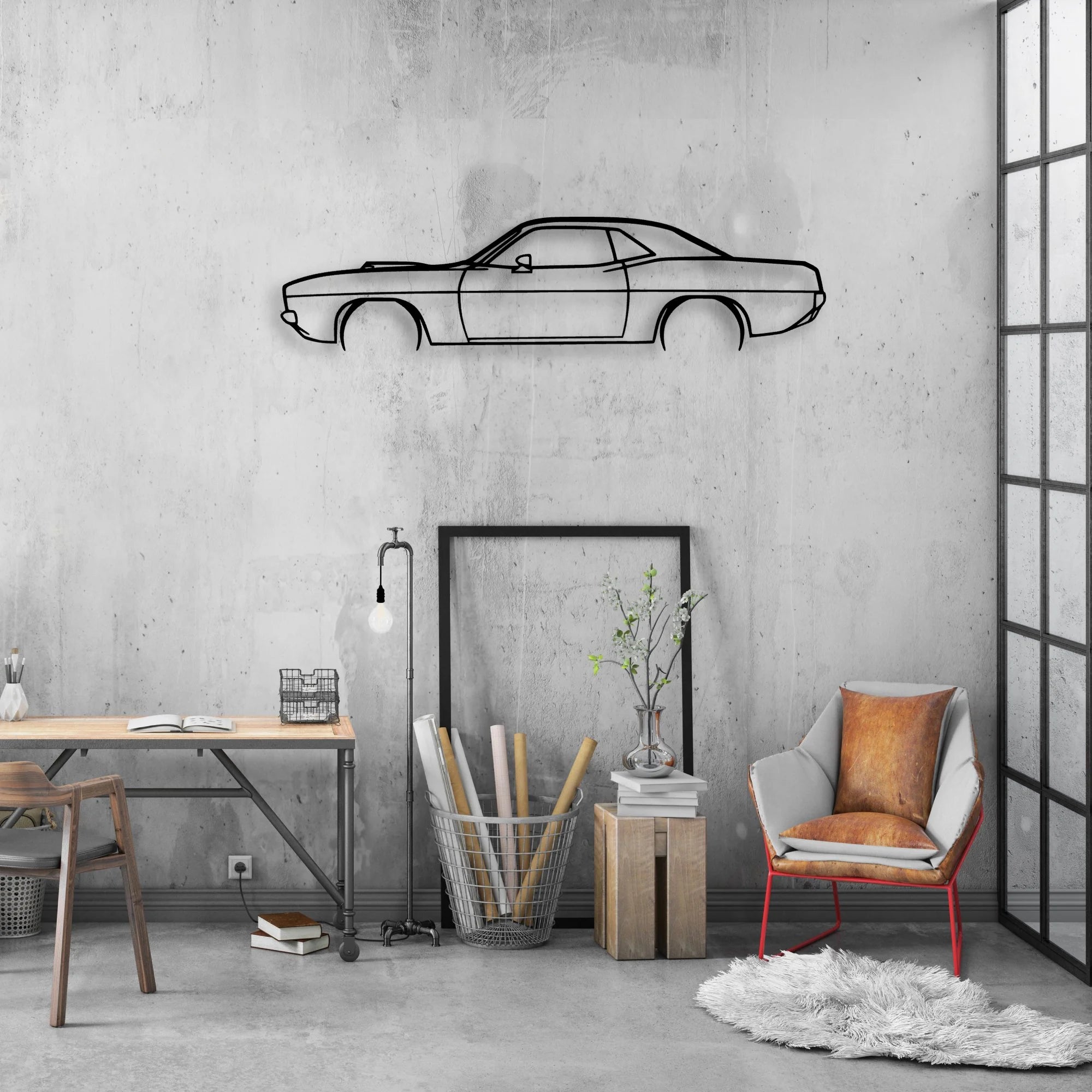 Cuda 1973 Classic Silhouette Metal Wall Art - Automotive Garage Decor