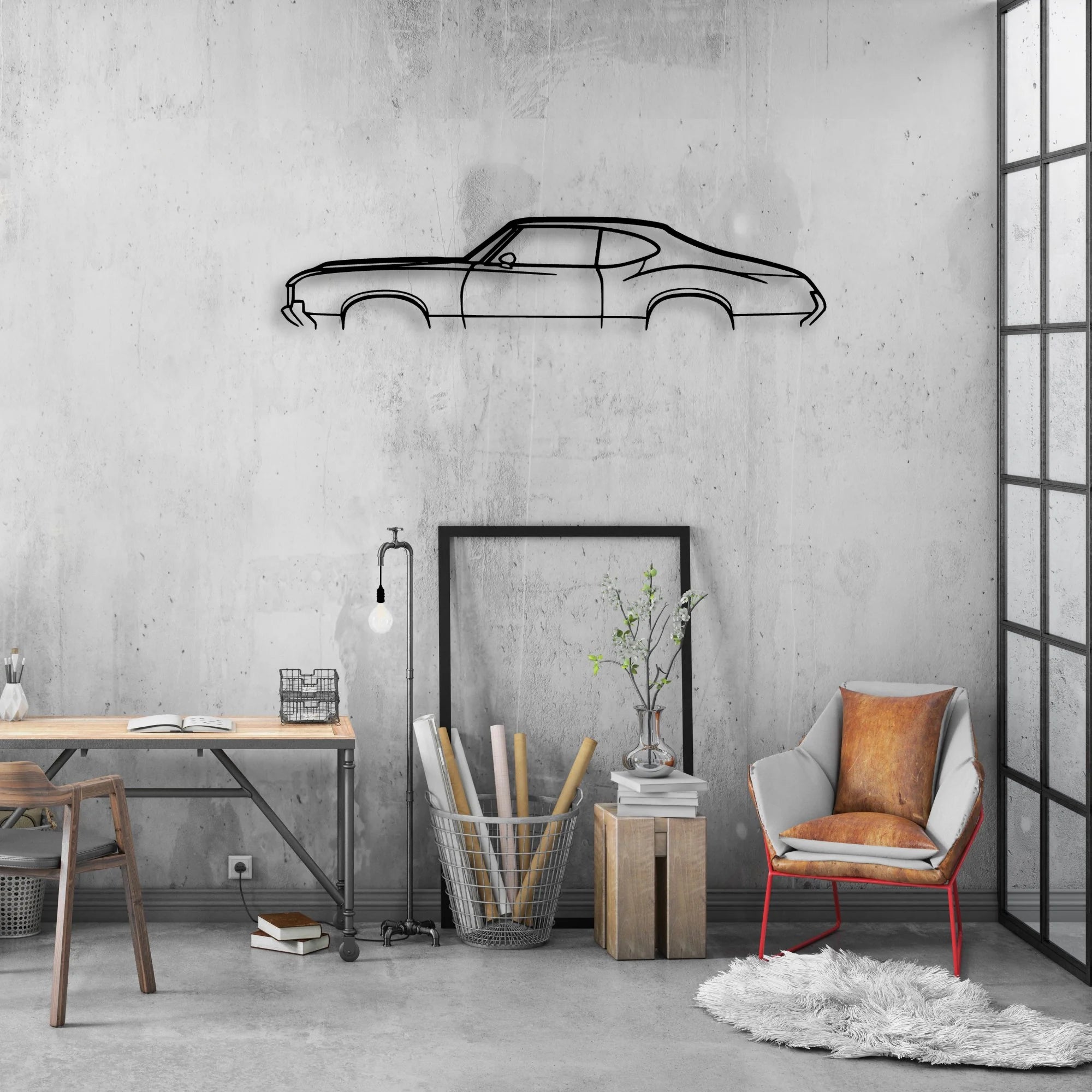 Cutlass 1970 Classic Silhouette Metal Wall Art - Automotive Garage Decor