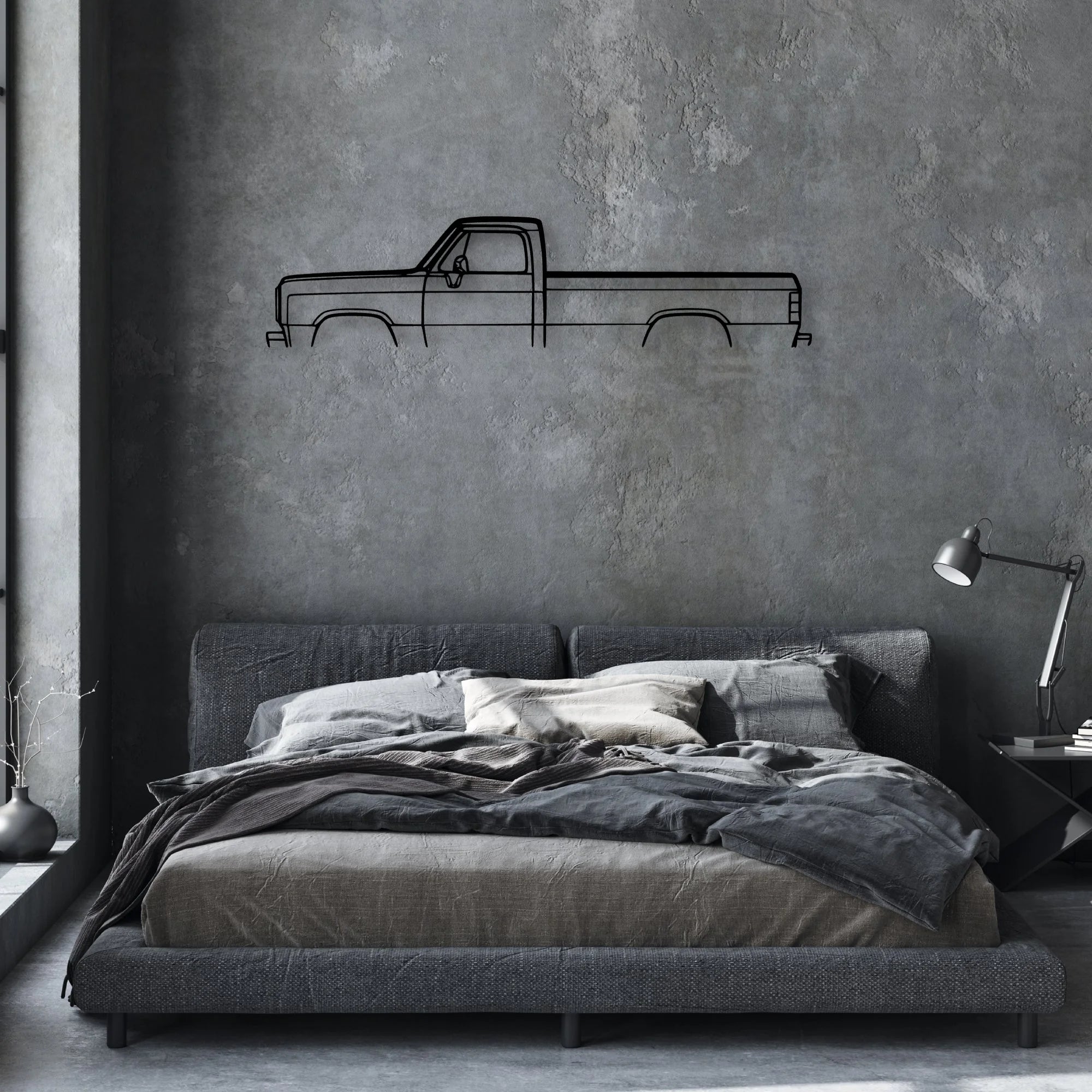 D250 1991 Classic Silhouette Metal Wall Art - Automotive Garage Decor
