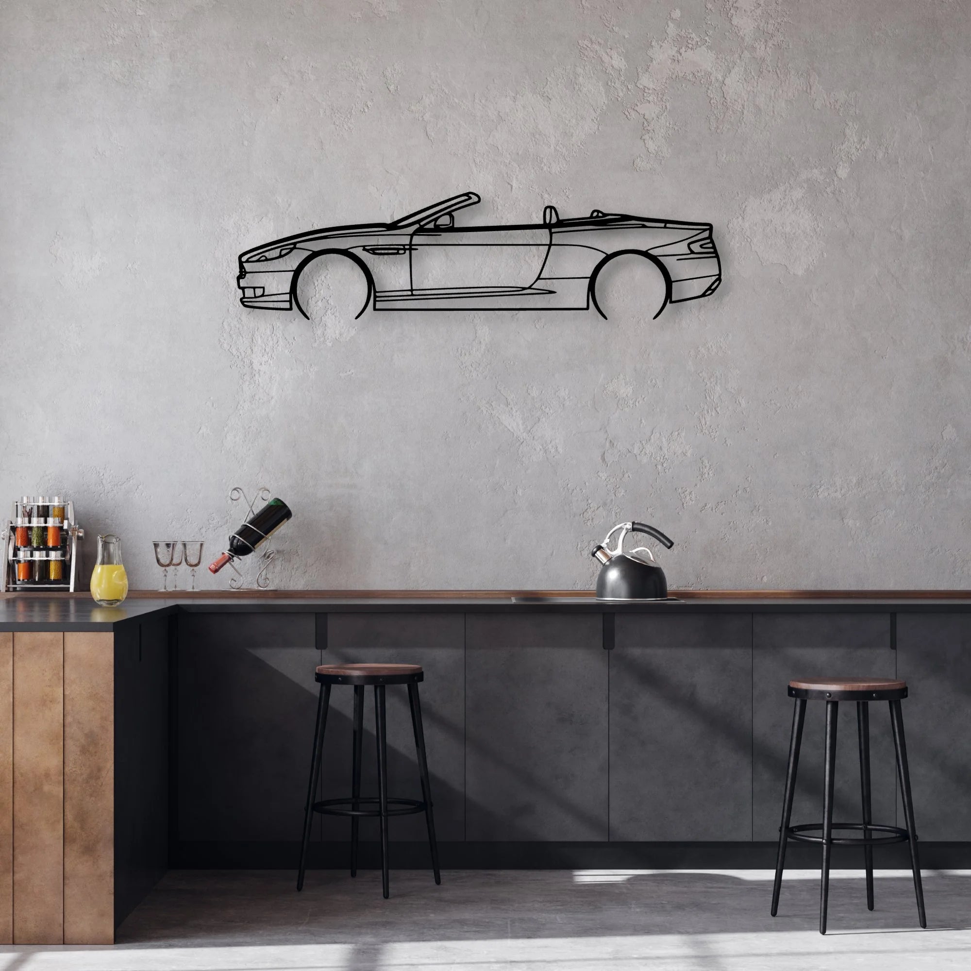 DB9 Convertible 2008 Classic Silhouette Metal Wall Art - Automotive Garage Decor