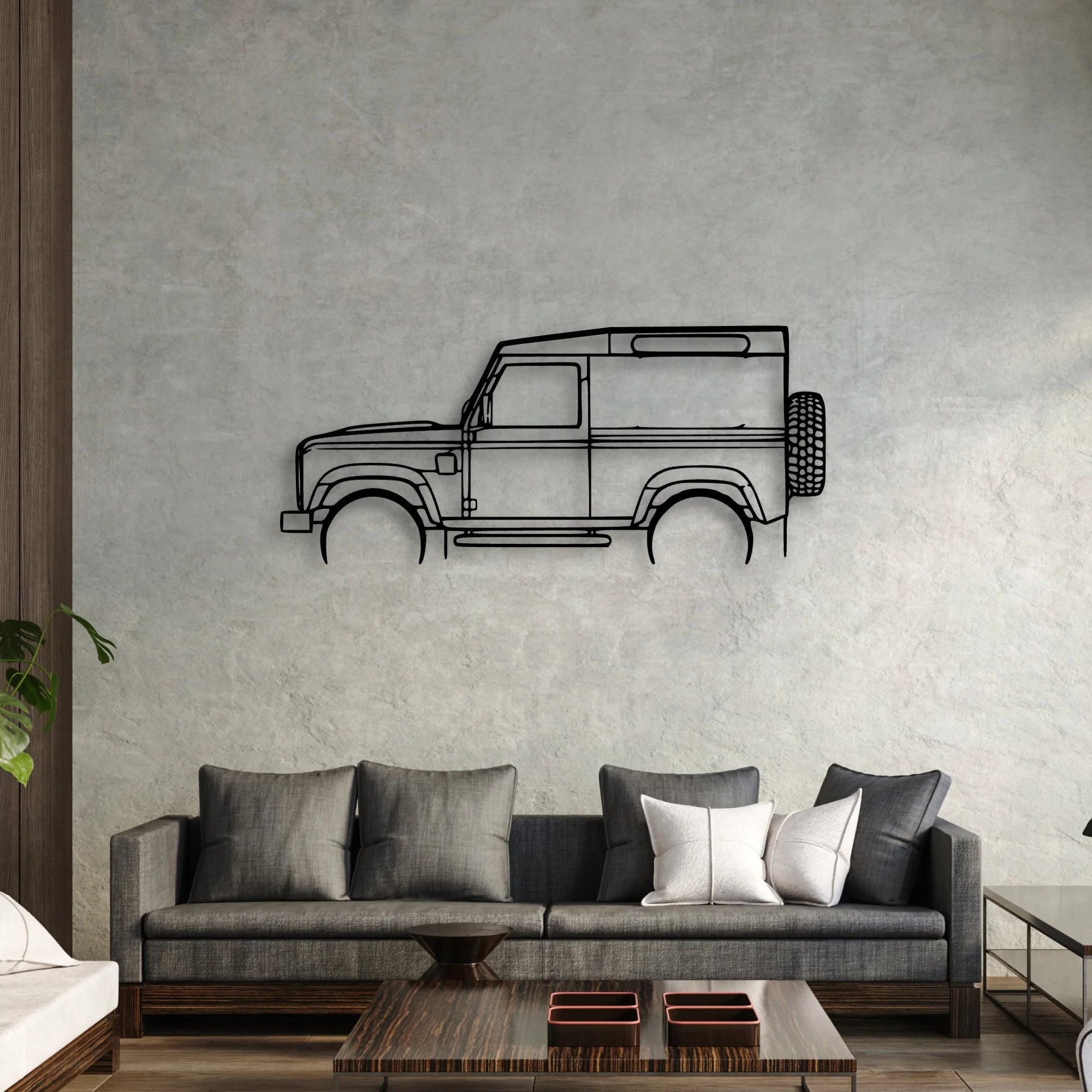 Defender 90 Classic Silhouette Metal Wall Art - Automotive Garage Decor