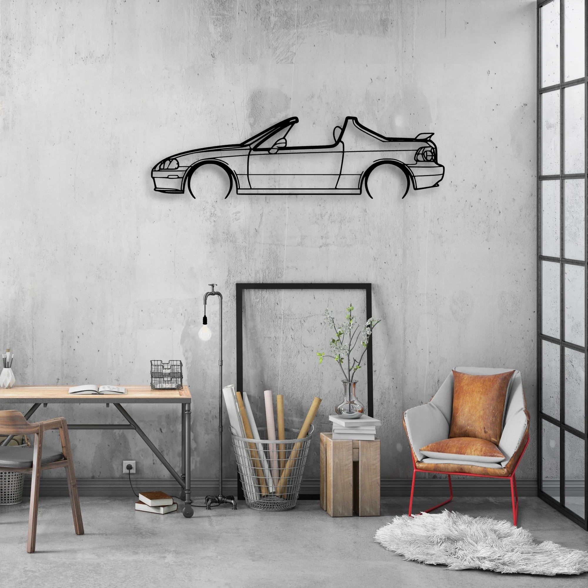 Del Sol 1993 Classic Silhouette Metal Wall Art - Automotive Garage Decor