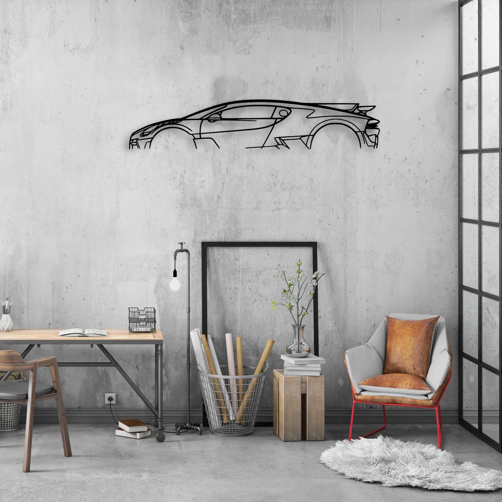 Divo Classic Silhouette Metal Wall Art - Automotive Garage Decor