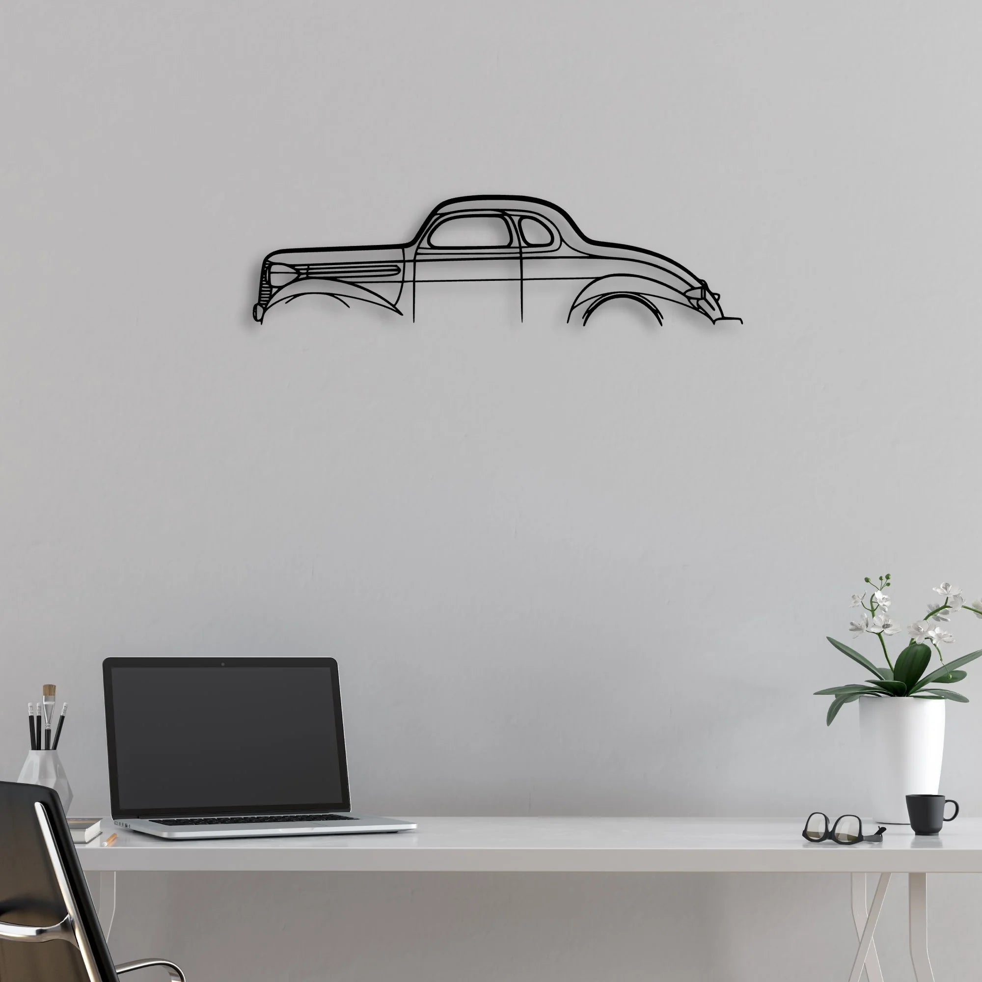 Dodge Coupe 1937 Classic Silhouette Metal Wall Art - Automotive Garage Decor