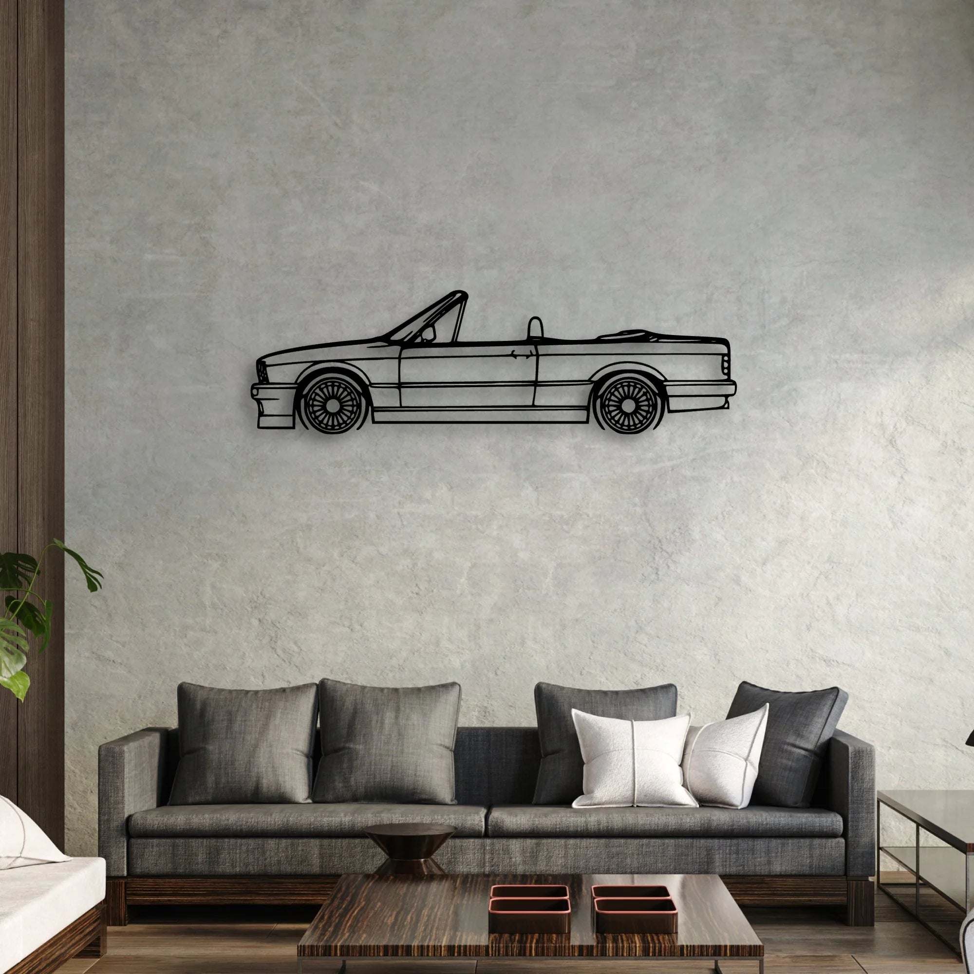 E30 Alpina Cabrio Classic Silhouette Metal Wall Art - Automotive Garage Decor