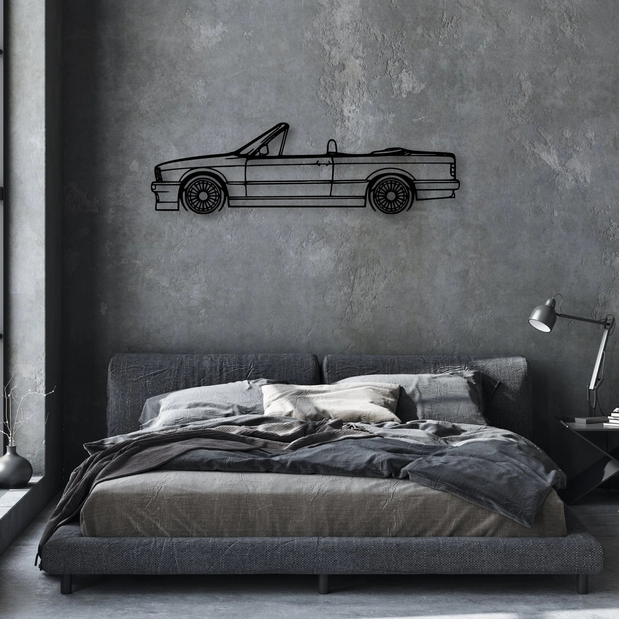E30 Alpina Cabrio Classic Silhouette Metal Wall Art - Automotive Garage Decor