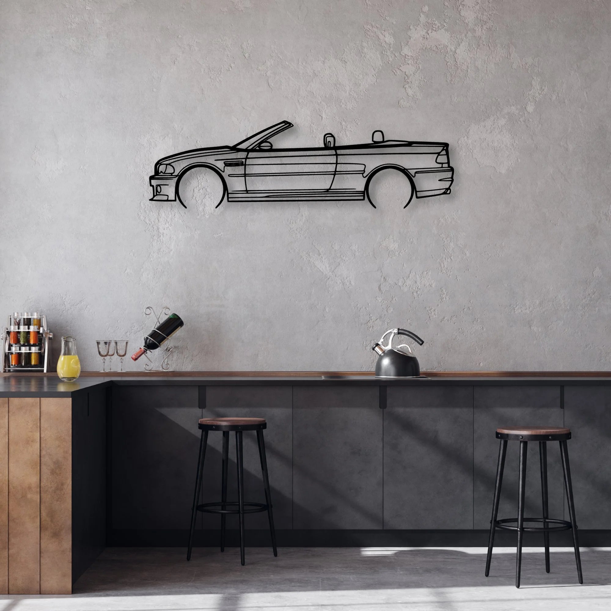 E46 m3 convertible 2 Classic Silhouette Metal Wall Art - Automotive Garage Decor