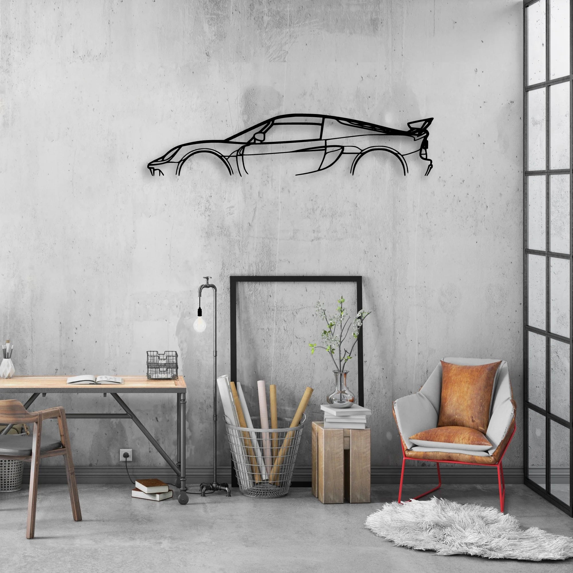 Exige 410 Classic Silhouette Metal Wall Art - Automotive Garage Decor