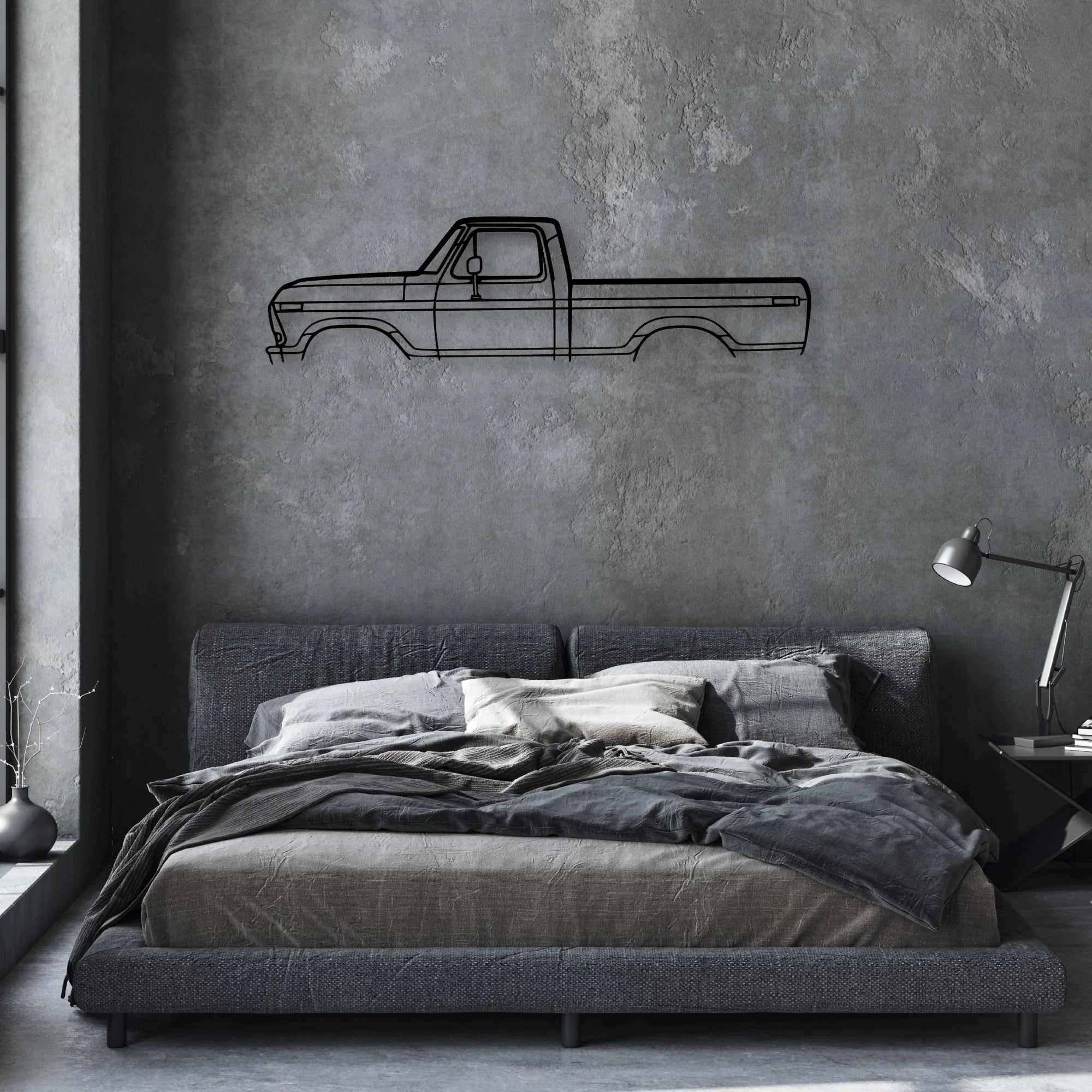 F-100 Classic Silhouette Metal Wall Art - Automotive Garage Decor