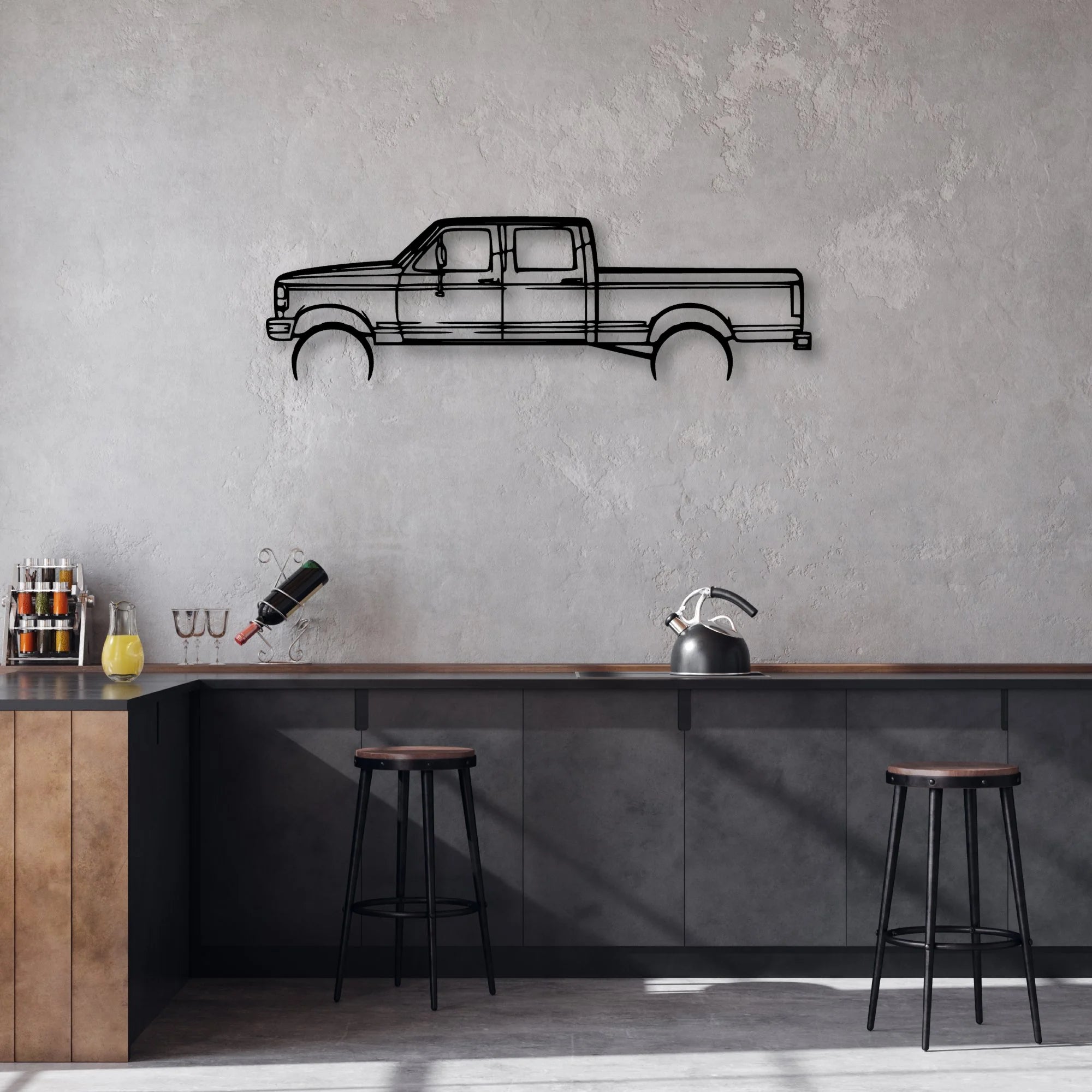 F-250 1997 Classic Silhouette Metal Wall Art - Automotive Garage Decor