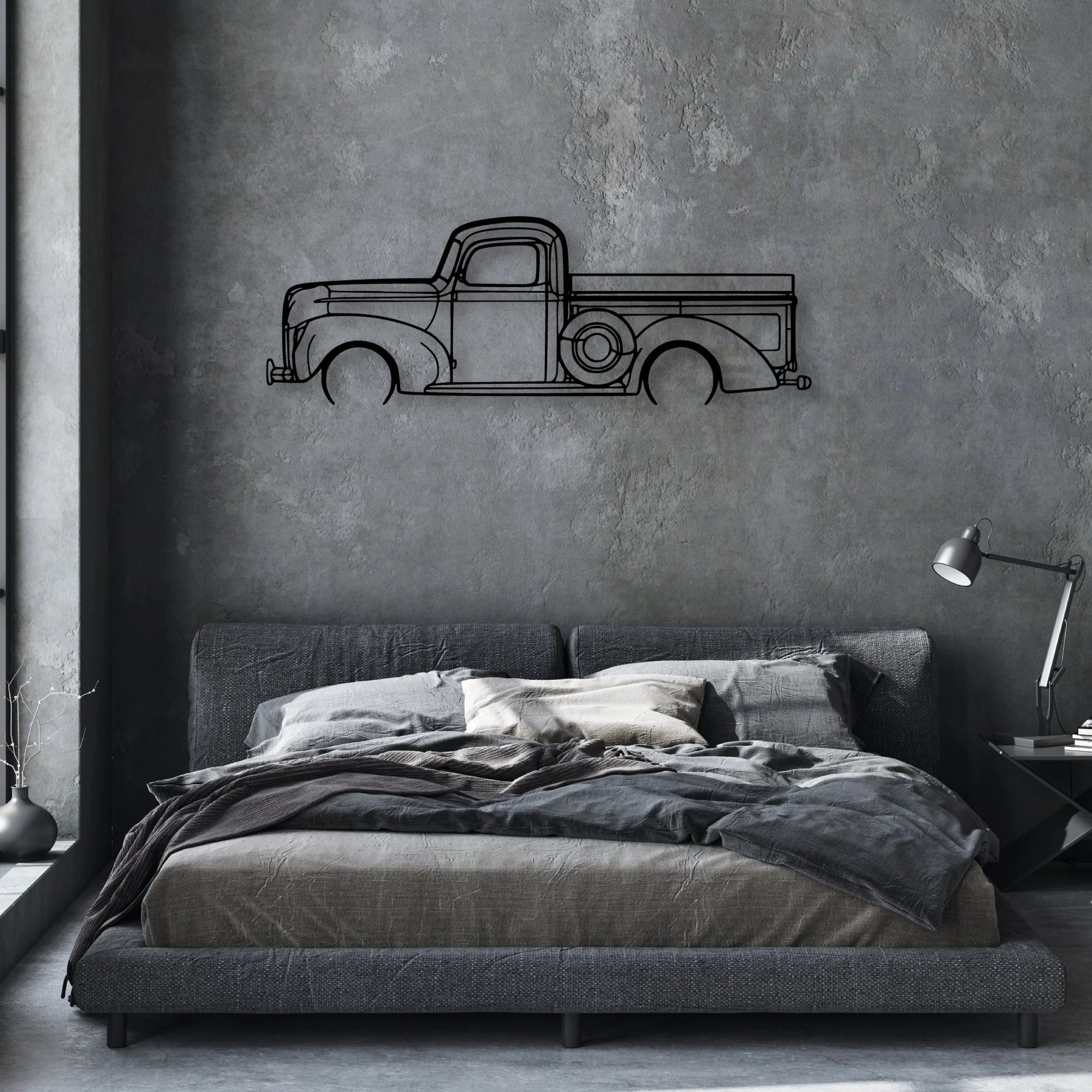 F100 1940 Classic Silhouette Metal Wall Art - Automotive Garage Decor