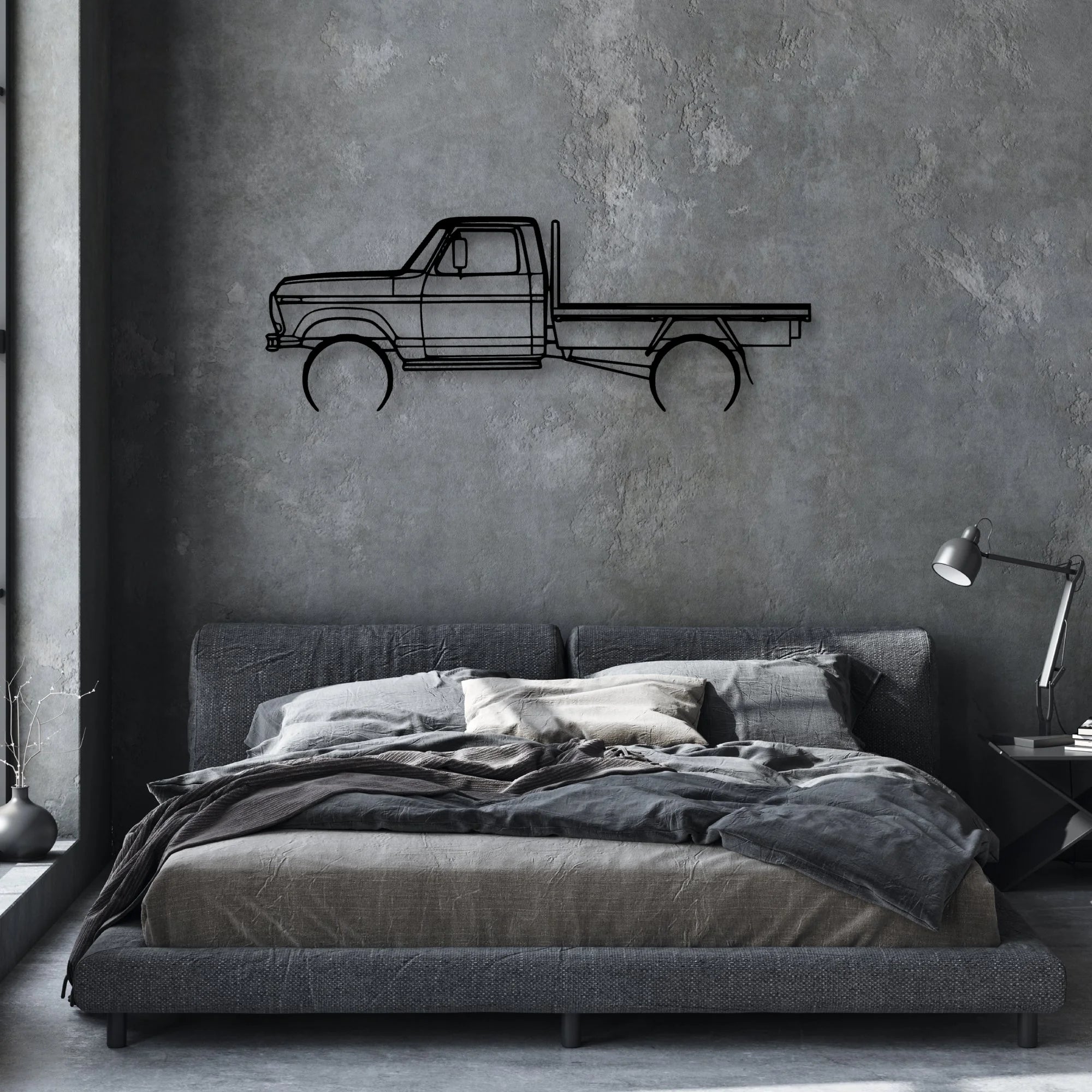 F100 Tray 1977 Classic Silhouette Metal Wall Art - Automotive Garage Decor