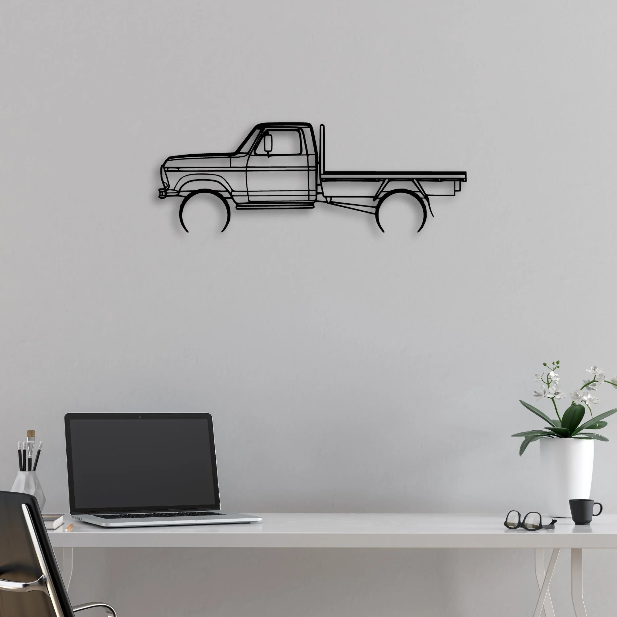 F100 Tray 1977 Classic Silhouette Metal Wall Art - Automotive Garage Decor