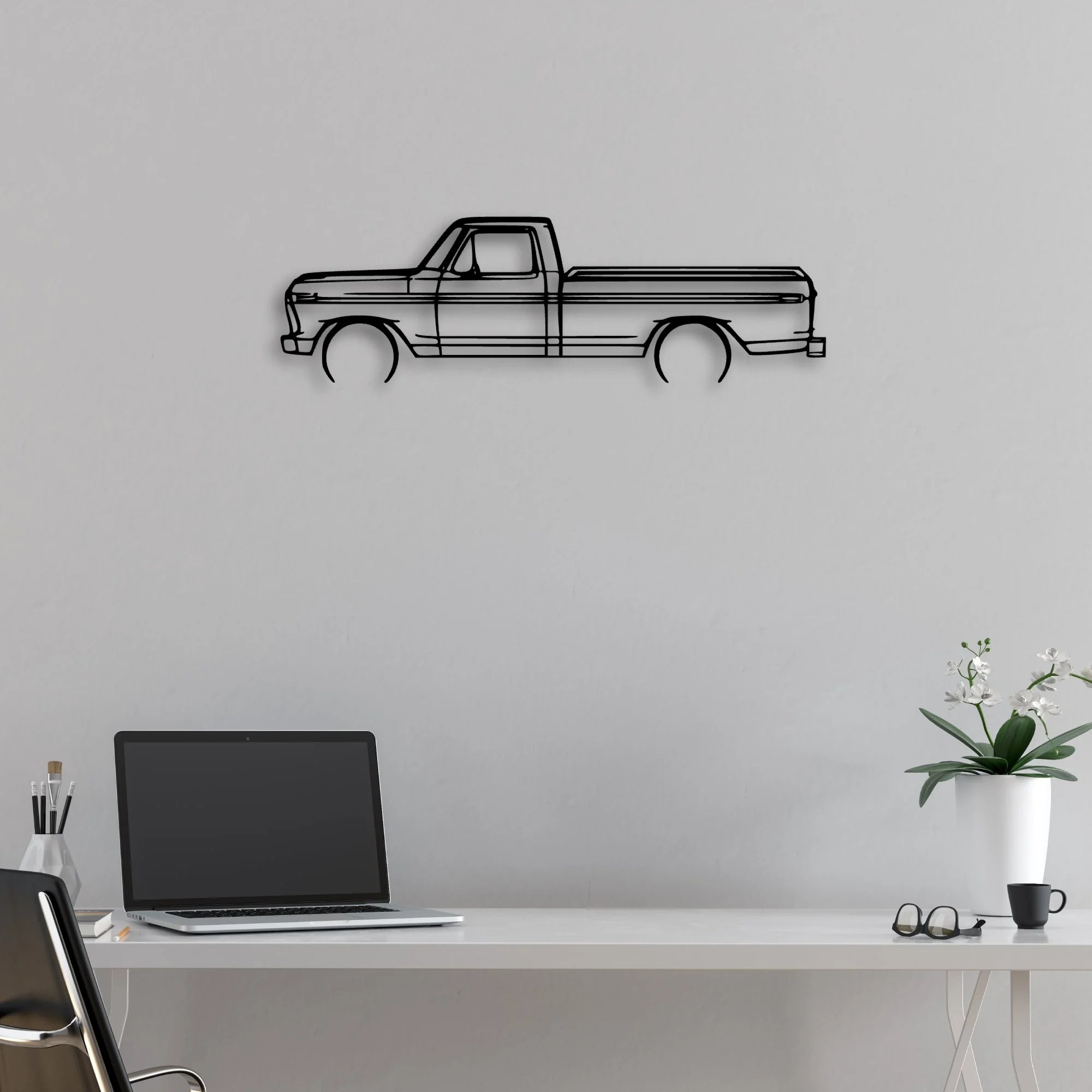 F150 1977 Classic Silhouette Metal Wall Art - Automotive Garage Decor