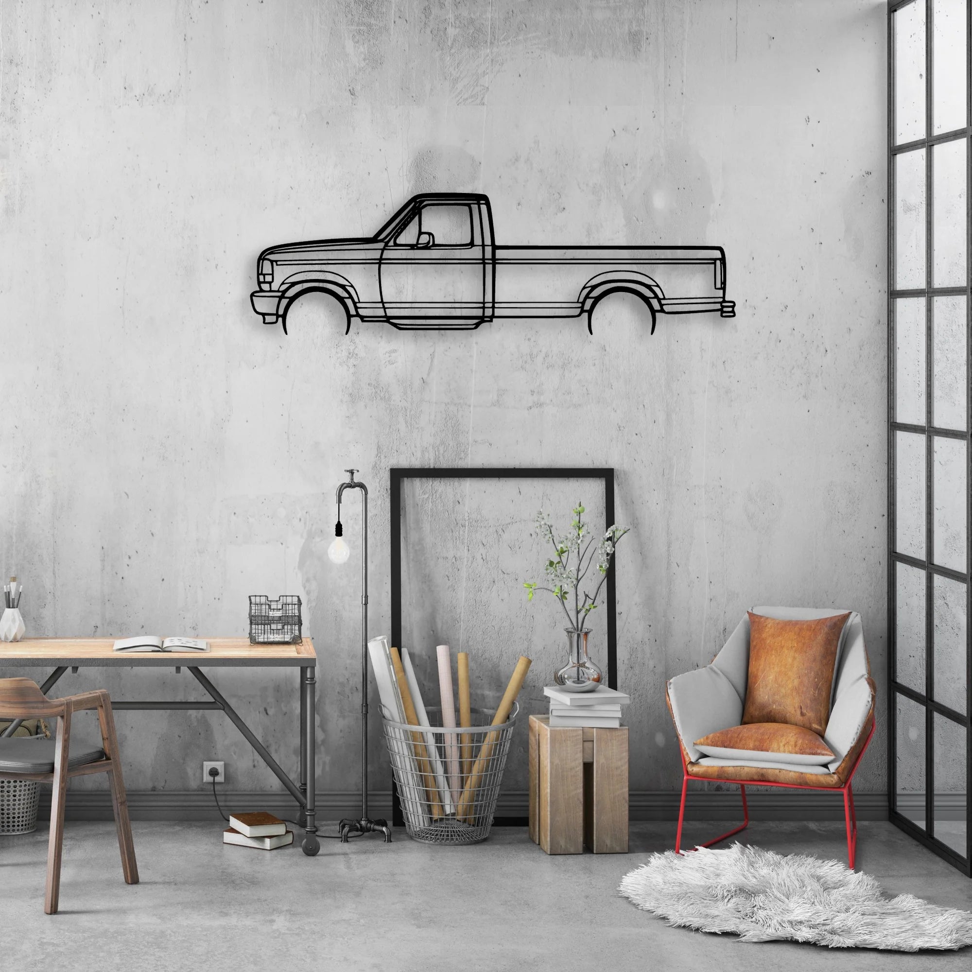 F150 1996 Classic Silhouette Metal Wall Art - Automotive Garage Decor