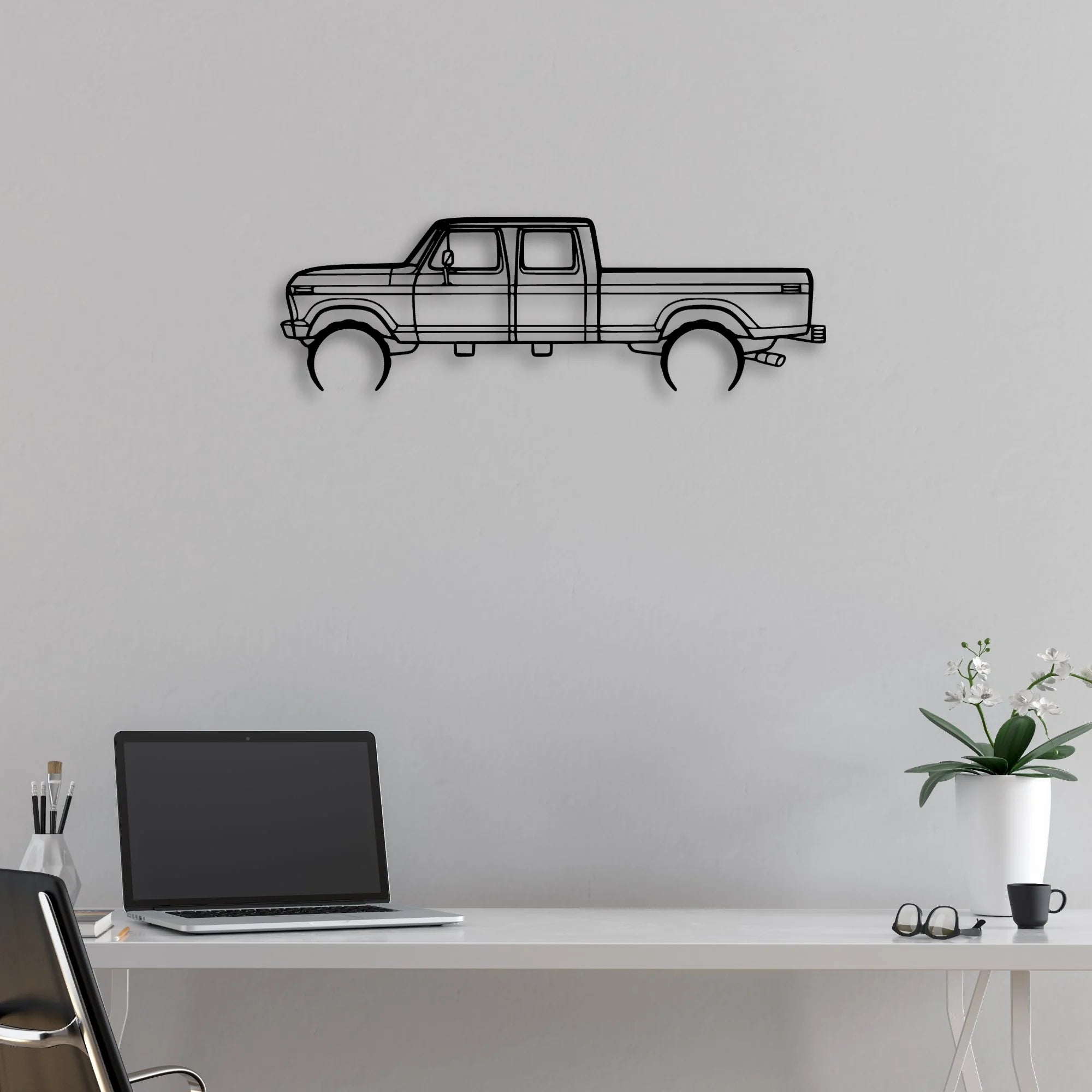 F350 1976 Classic Silhouette Metal Wall Art - Automotive Garage Decor