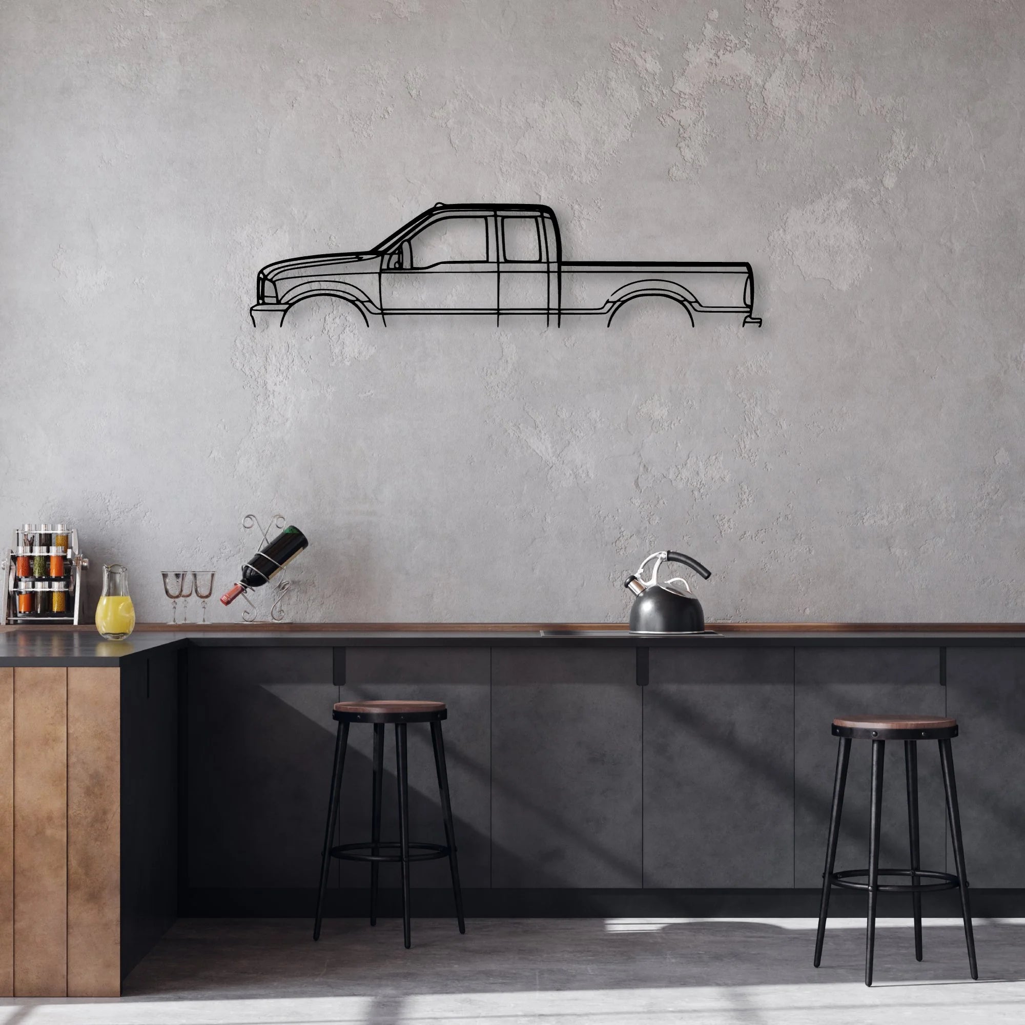 F350 2003 Classic Silhouette Metal Wall Art - Automotive Garage Decor