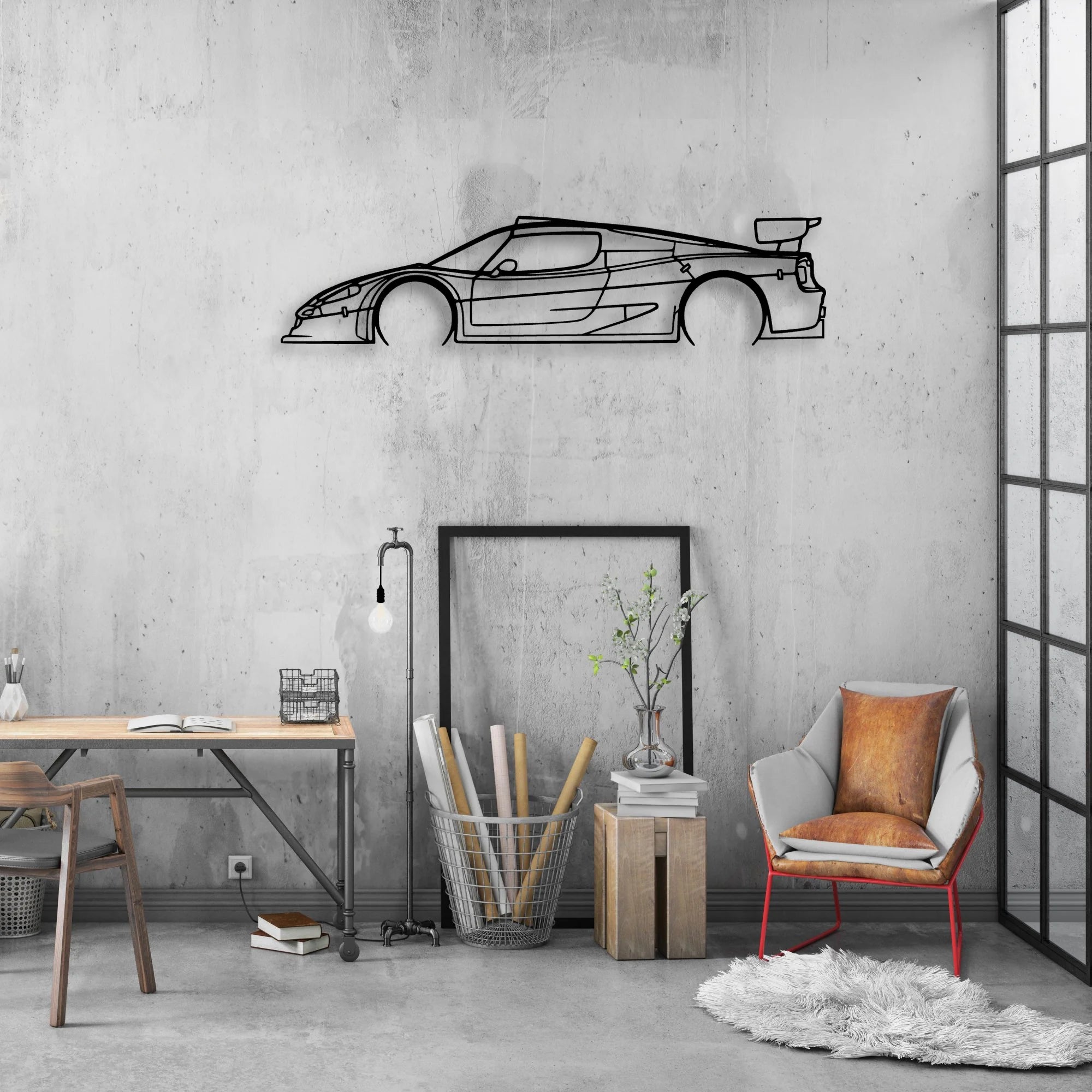 F50 GT Classic Silhouette Metal Wall Art - Automotive Garage Decor