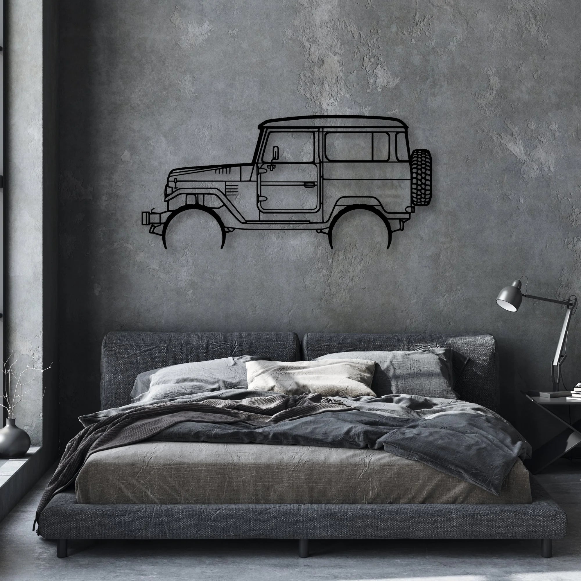 FJ40 1977 Classic Silhouette Metal Wall Art - Automotive Garage Decor