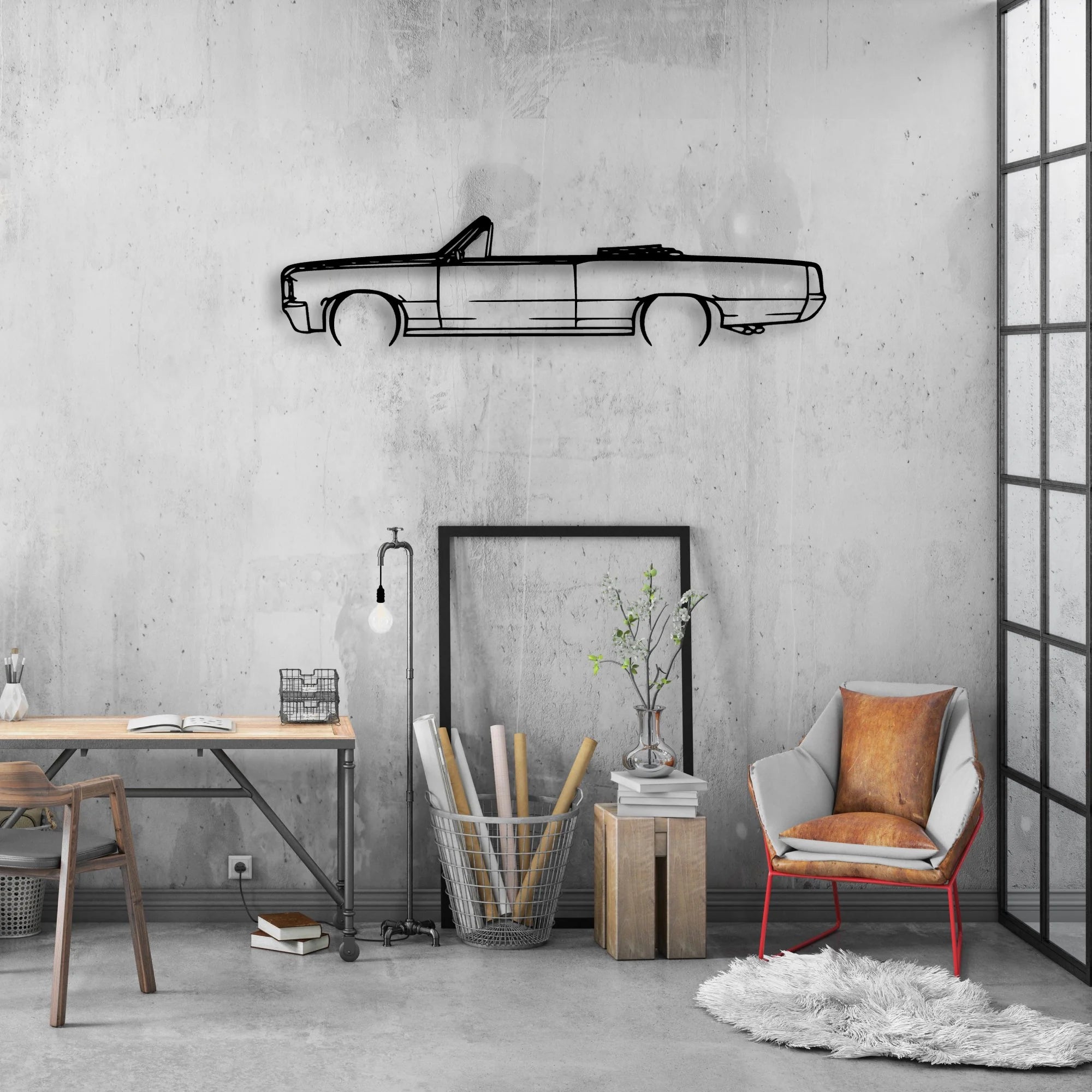 GTO Cabrio 1964 Classic Silhouette Metal Wall Art - Automotive Garage Decor