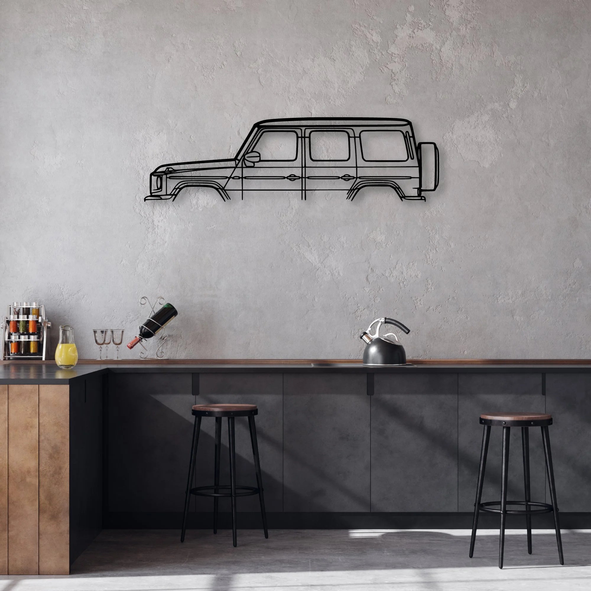 G Class Classic Silhouette Metal Wall Art - Automotive Garage Decor