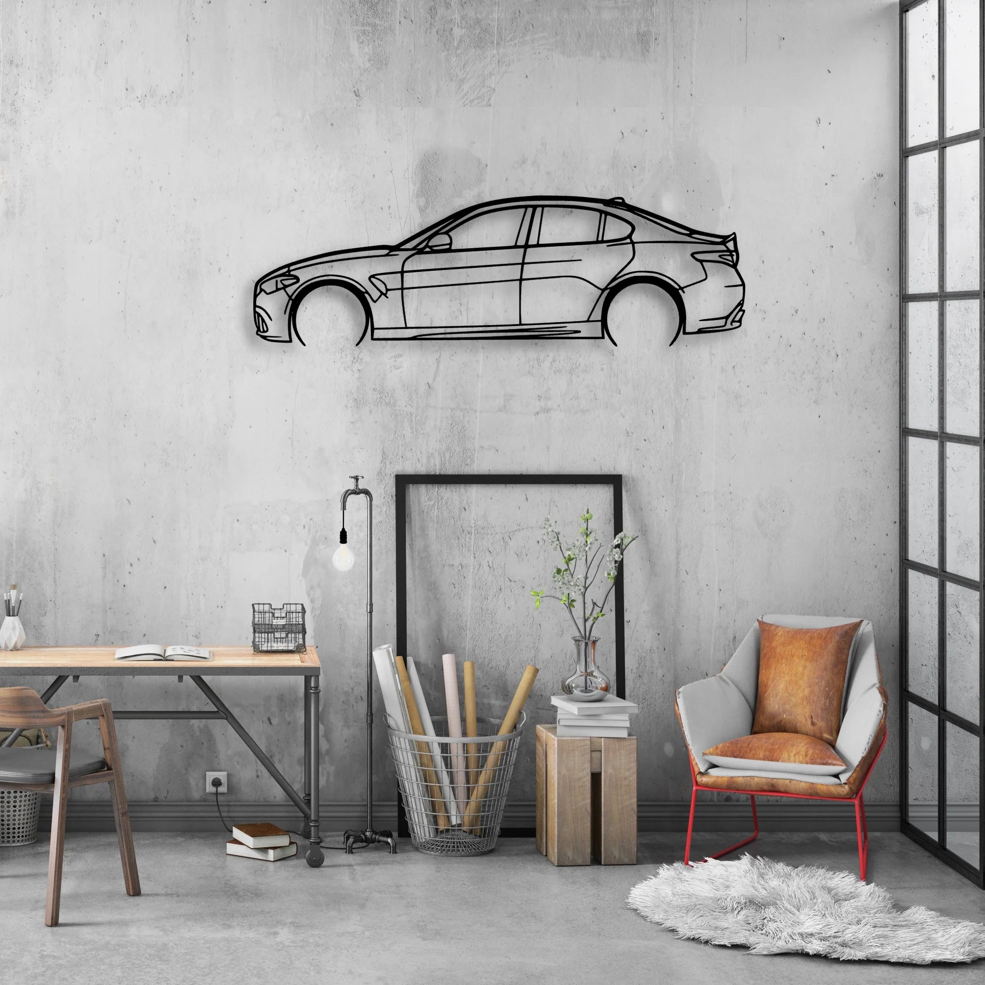 Giulia 2 Classic Silhouette Metal Wall Art - Automotive Garage Decor
