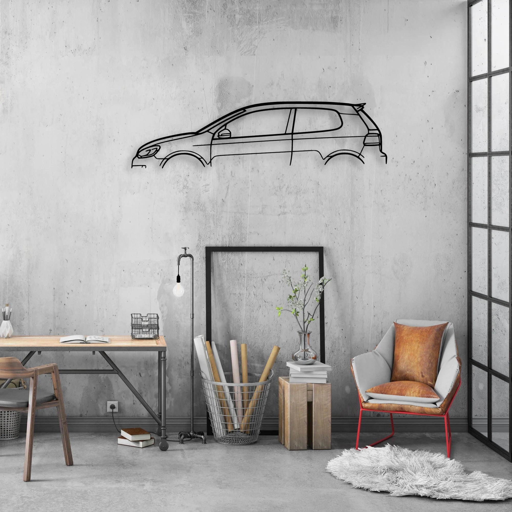 Golf MK6 GTI Classic Silhouette Metal Wall Art - Automotive Garage Decor
