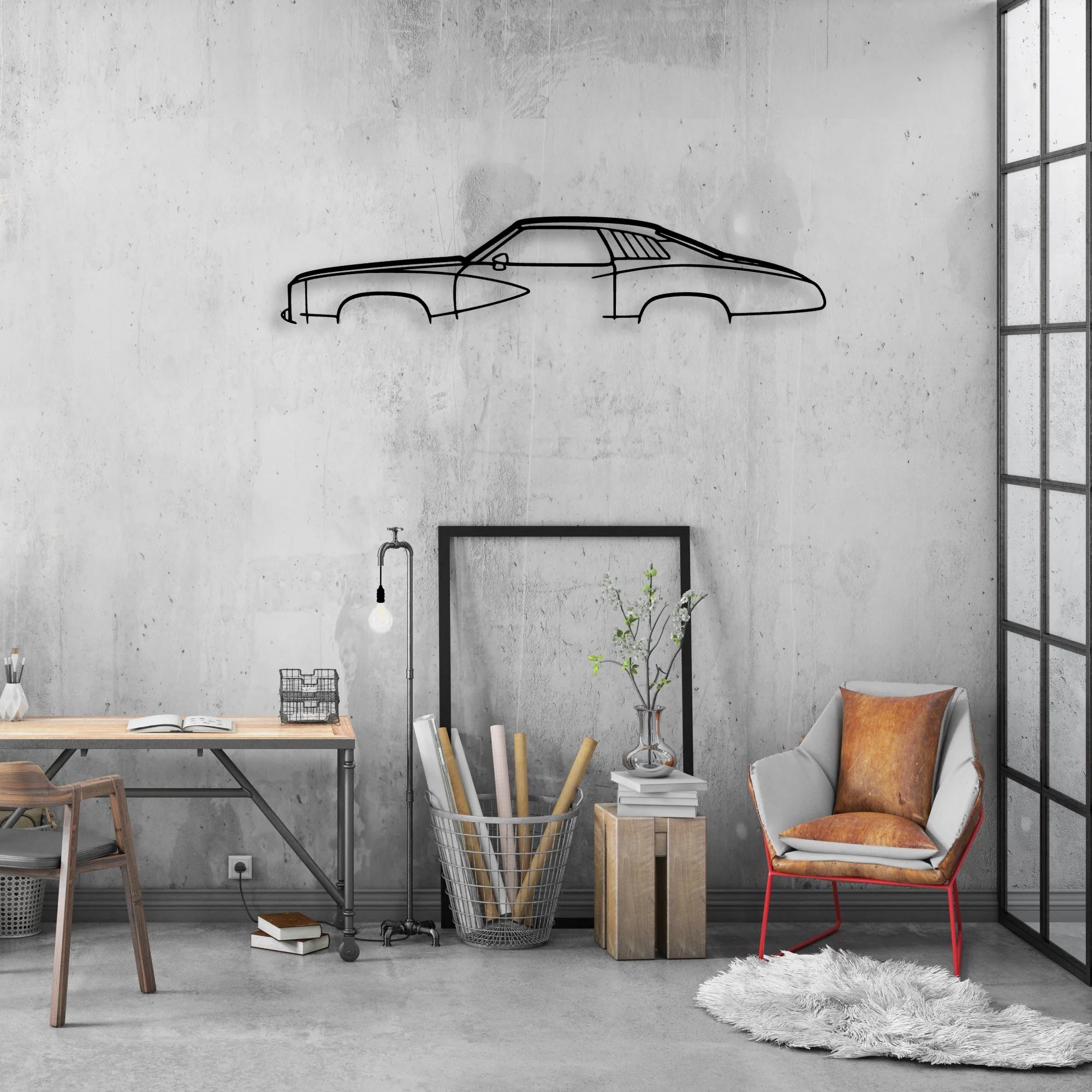 Grand Am 1973 Classic Silhouette Metal Wall Art - Automotive Garage Decor