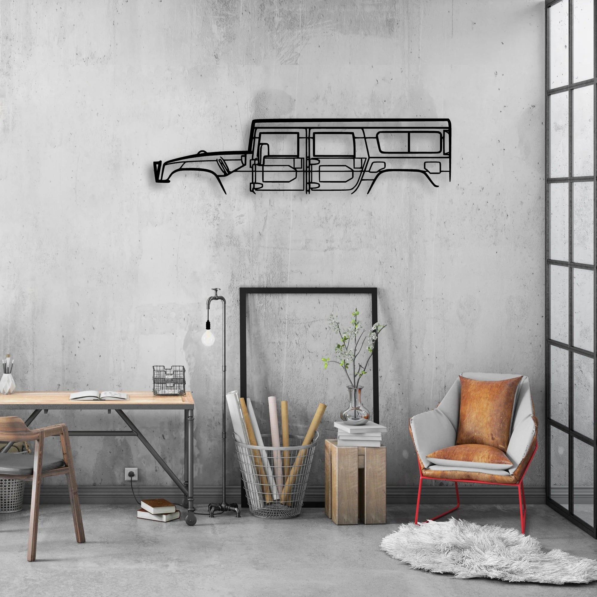 H-1 1998 Classic Silhouette Metal Wall Art - Automotive Garage Decor