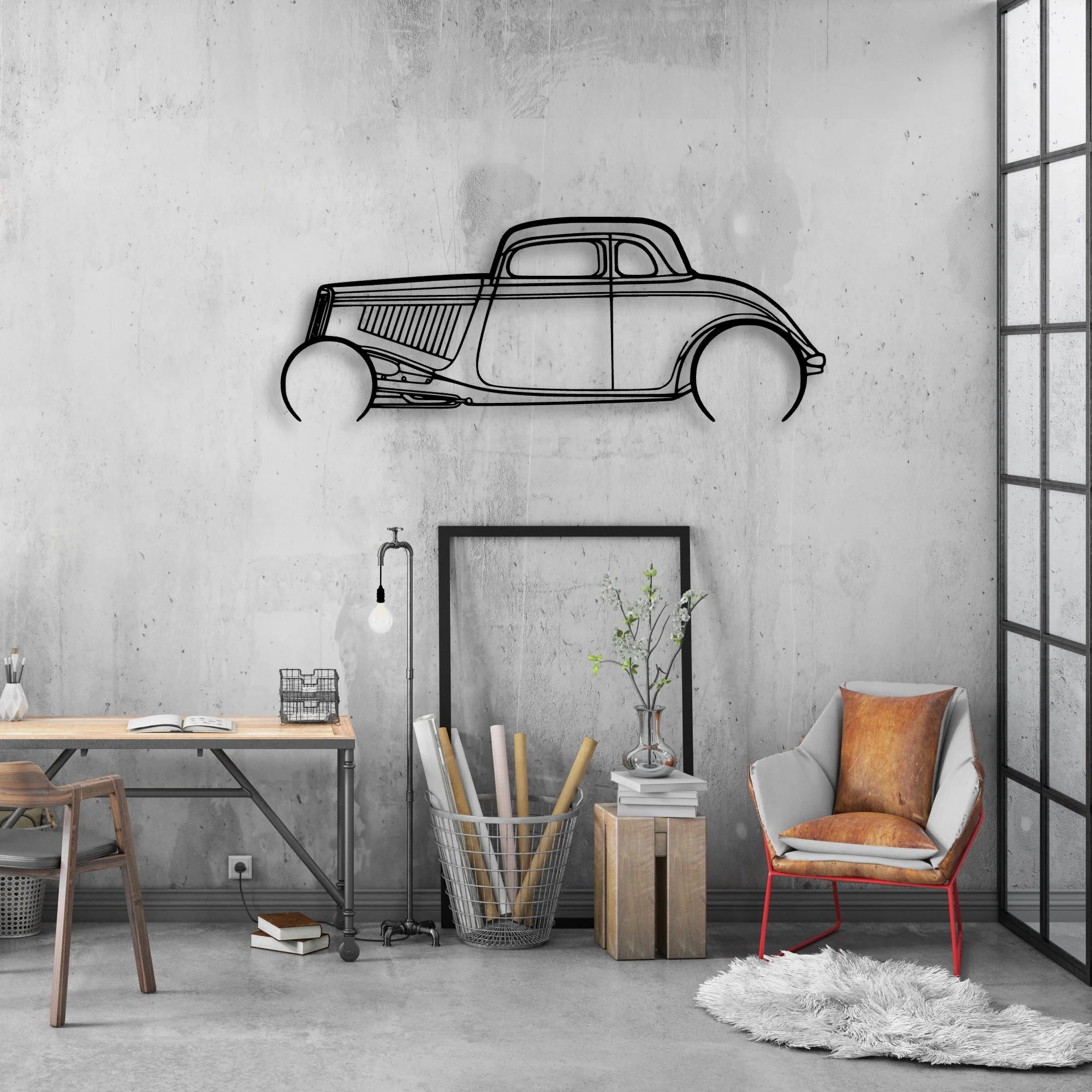 Highboy 1934 Classic Silhouette Metal Wall Art - Automotive Garage Decor