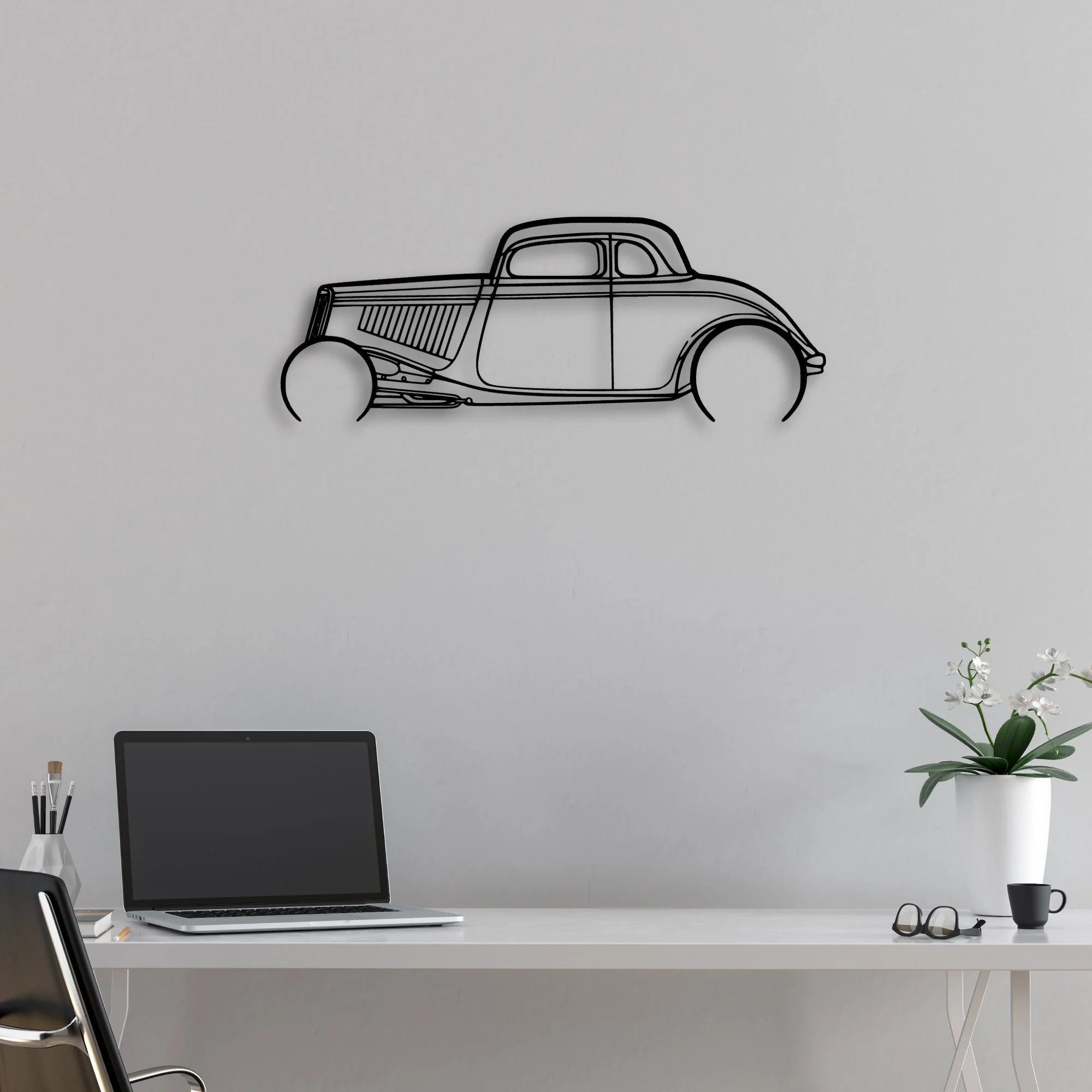Highboy 1934 Classic Silhouette Metal Wall Art - Automotive Garage Decor