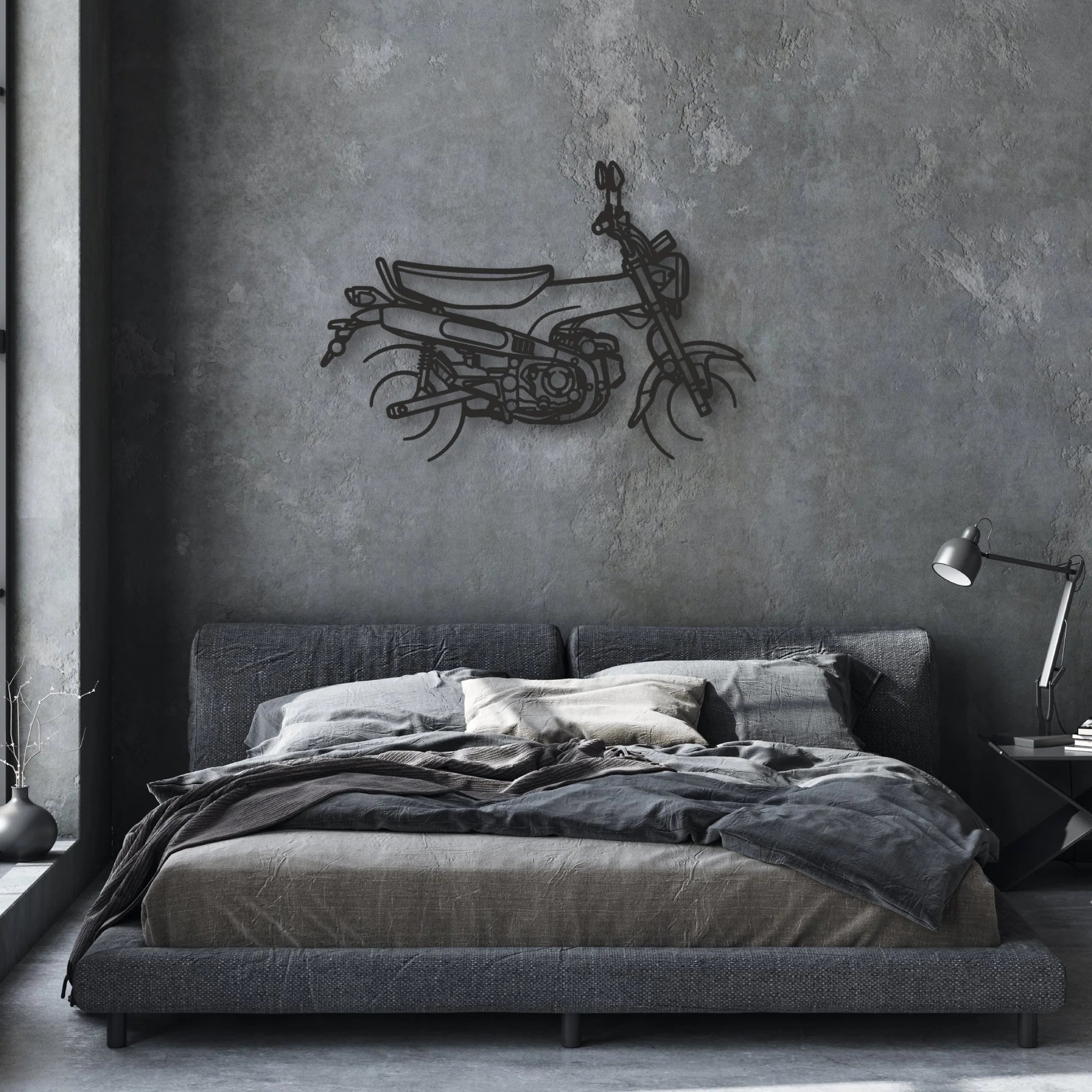 Honda Dax 125 Classic Motorcycle Silhouette Metal Wall Art - Moto Garage Decor