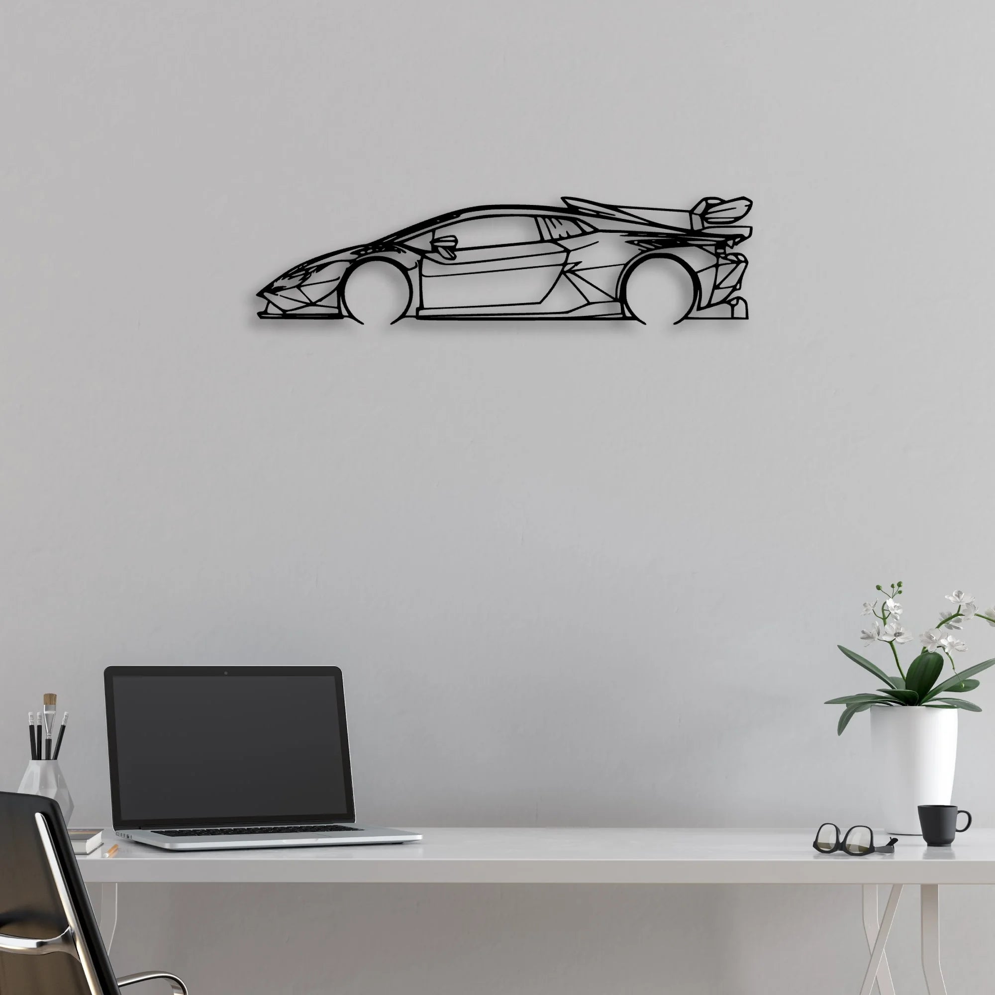 Huracan Super Trofeo Evo2 Classic Silhouette Metal Wall Art - Automotive Garage Decor
