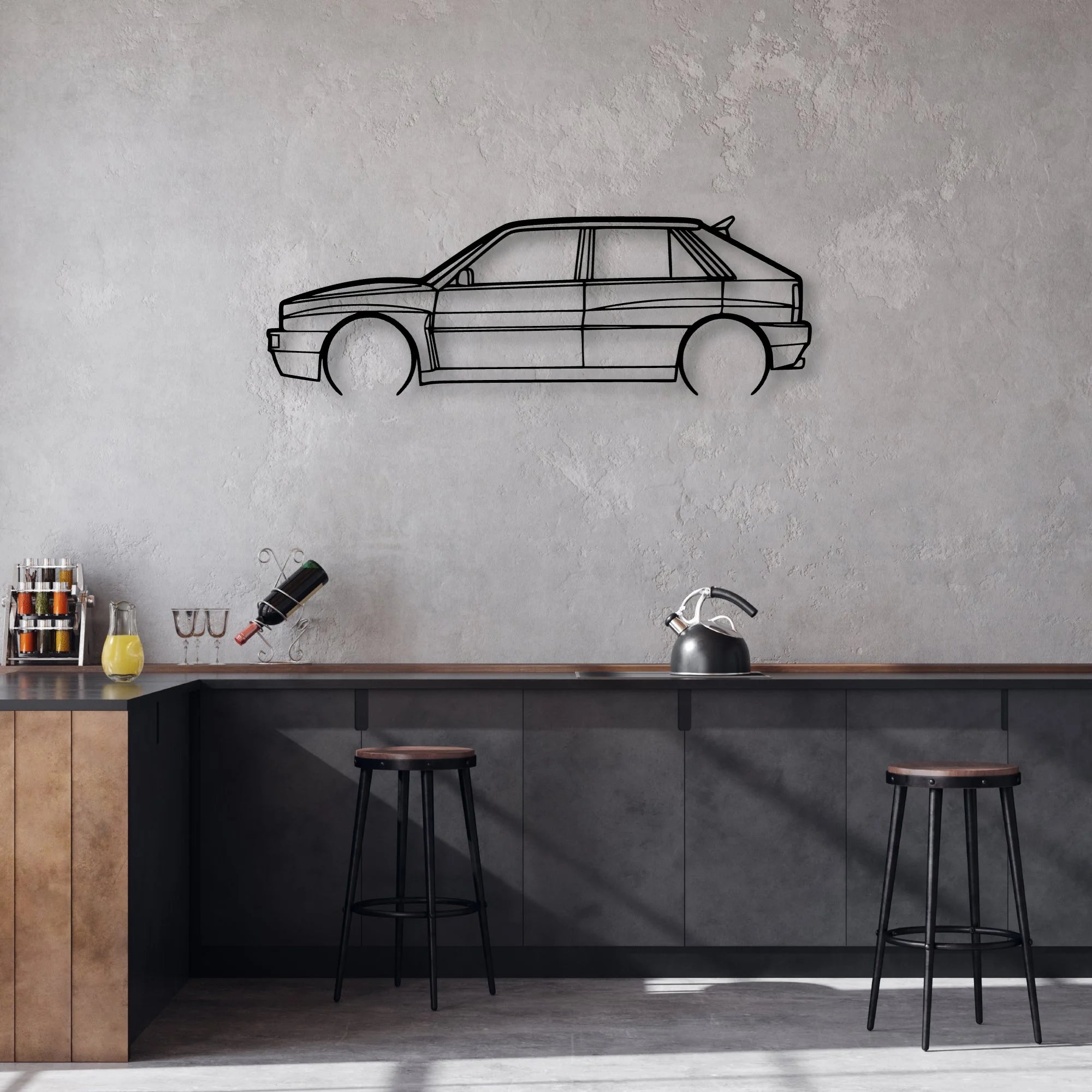 Integrale 2 Classic Silhouette Metal Wall Art - Automotive Garage Decor