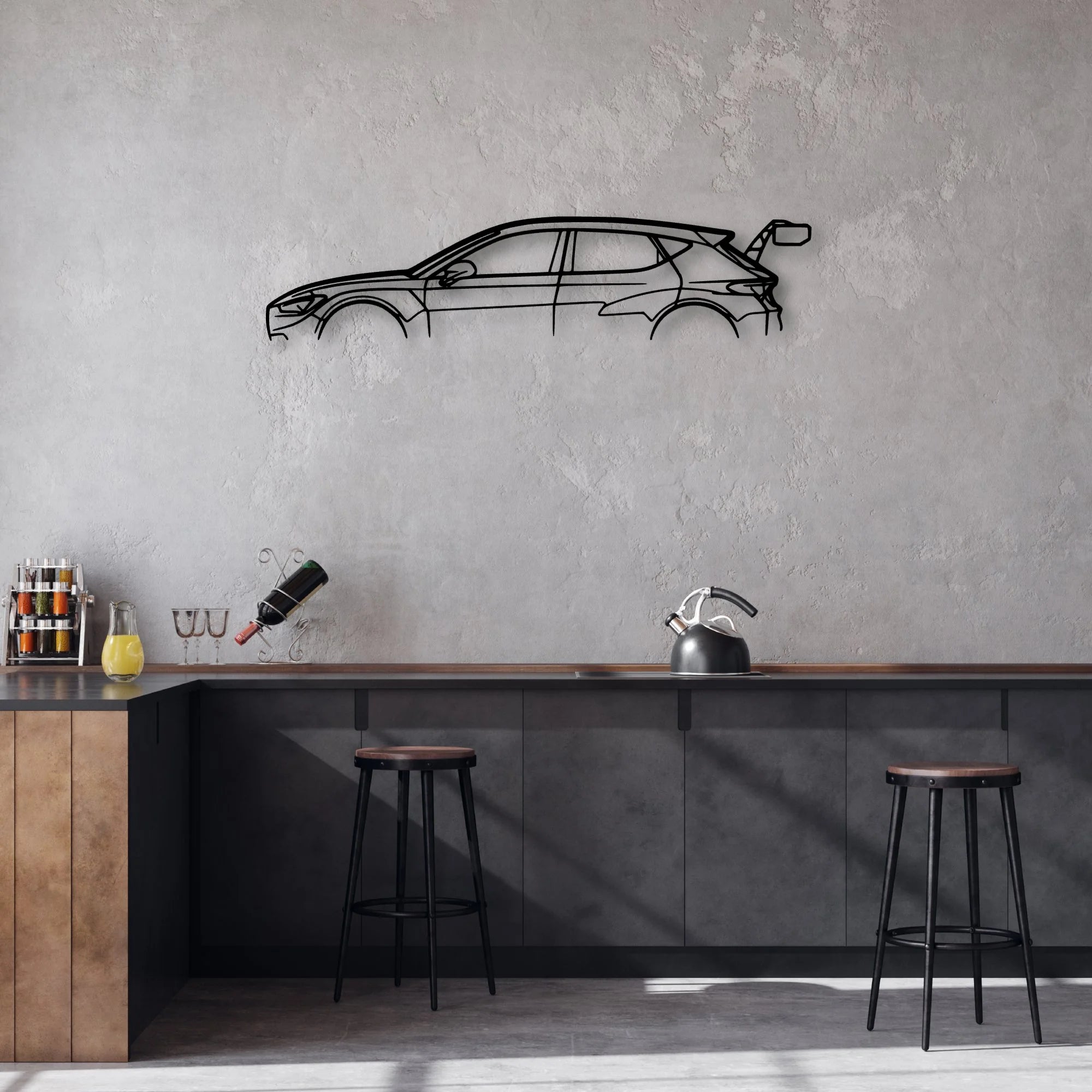 Leon TCR Classic Silhouette Metal Wall Art - Automotive Garage Decor
