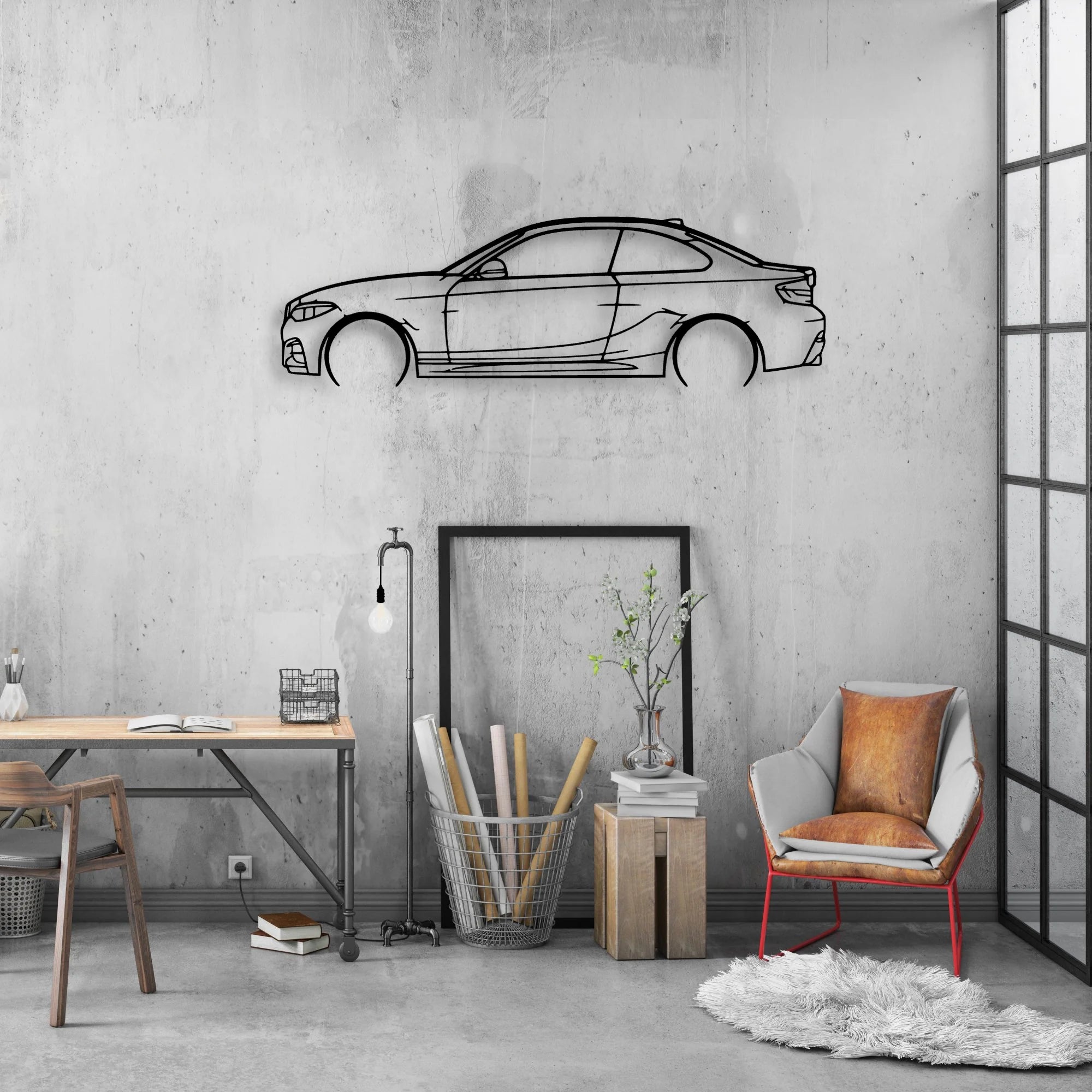 M240i F22 2 Classic Silhouette Metal Wall Art - Automotive Garage Decor