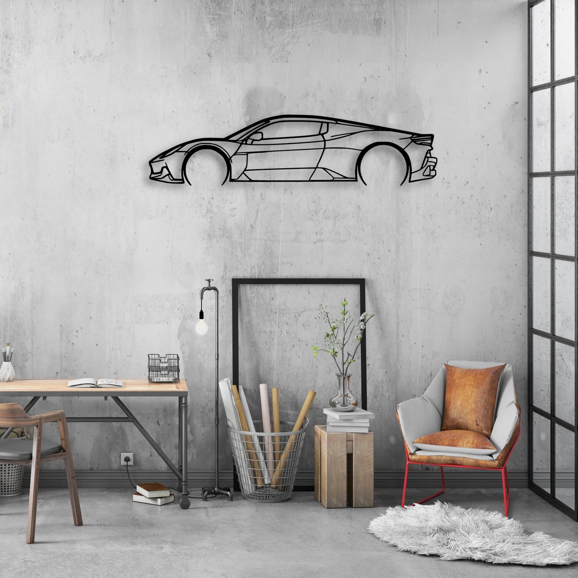 MC20 Classic Silhouette Metal Wall Art - Automotive Garage Decor