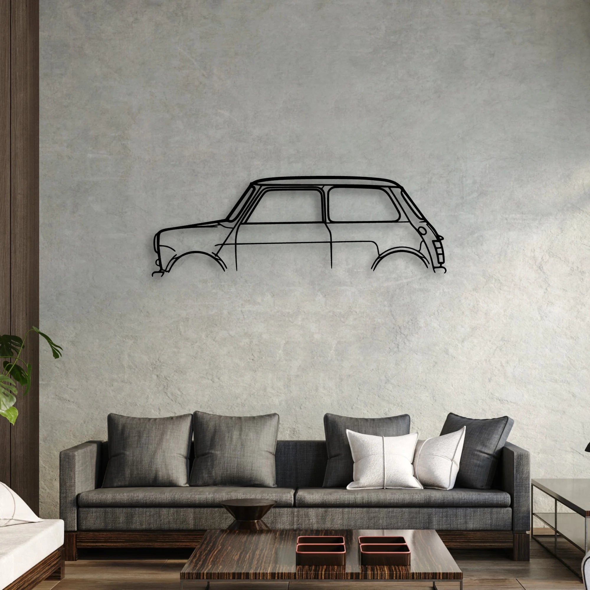 Mini Classic Silhouette Metal Wall Art - Automotive Garage Decor