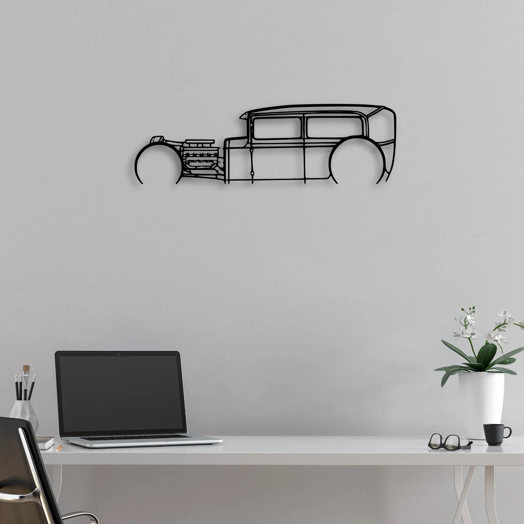 Model A Classic Silhouette Metal Wall Art - Automotive Garage Decor
