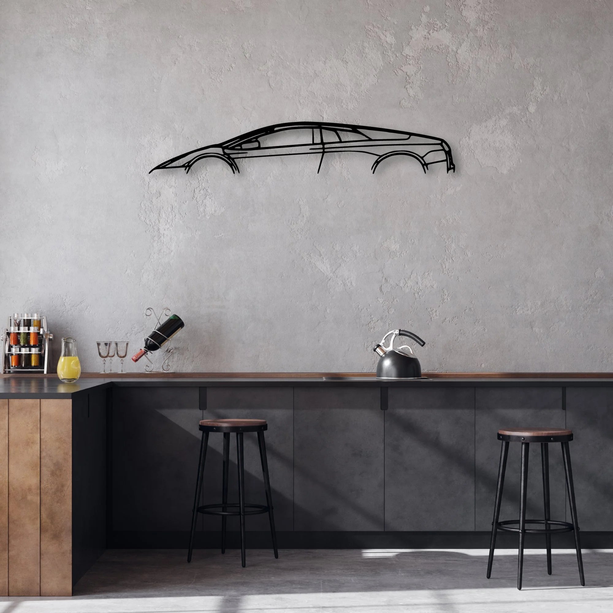 Murciélago 2007 Classic Silhouette Metal Wall Art - Automotive Garage Decor