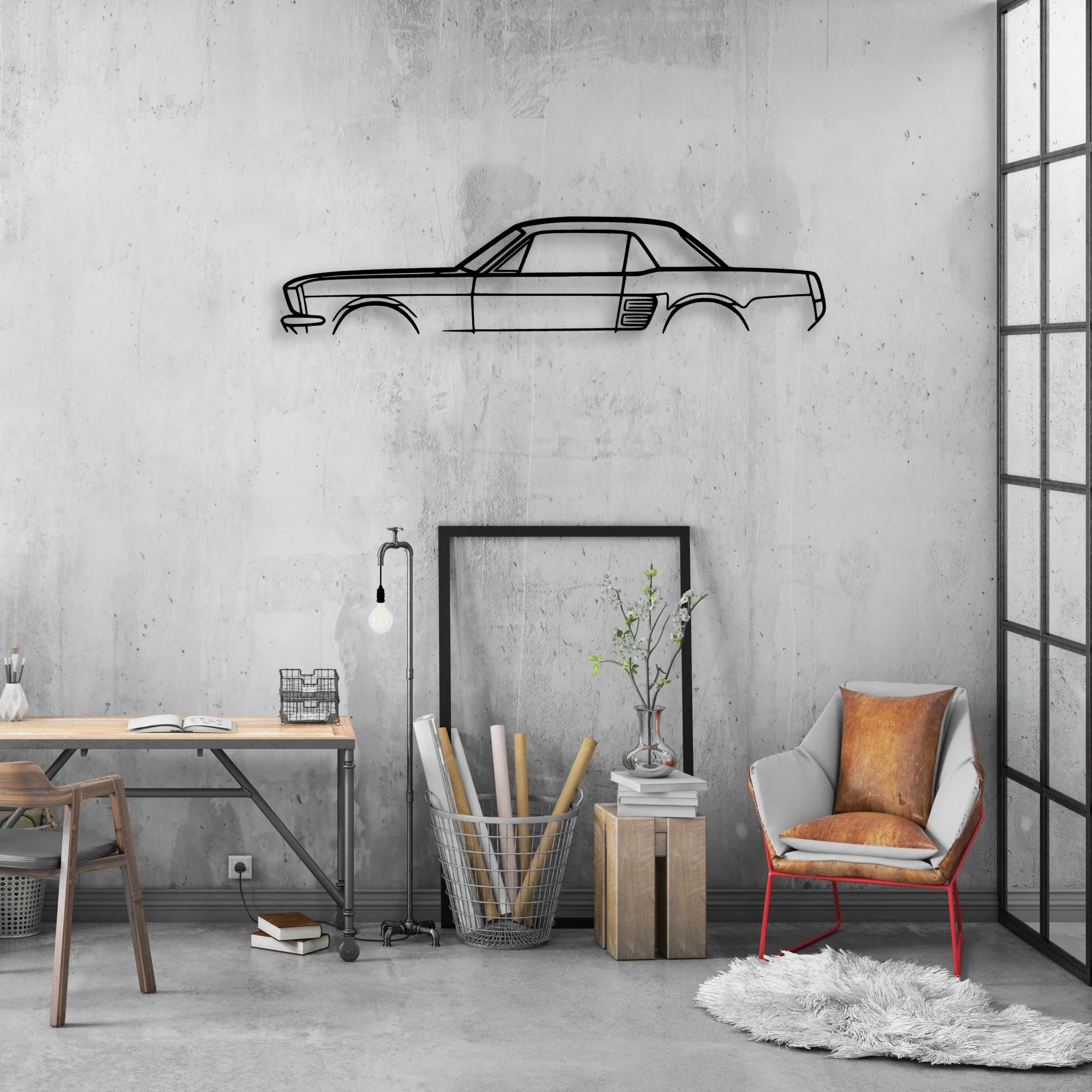 Mustang 1967 Coupe Classic Silhouette Metal Wall Art - Automotive Garage Decor