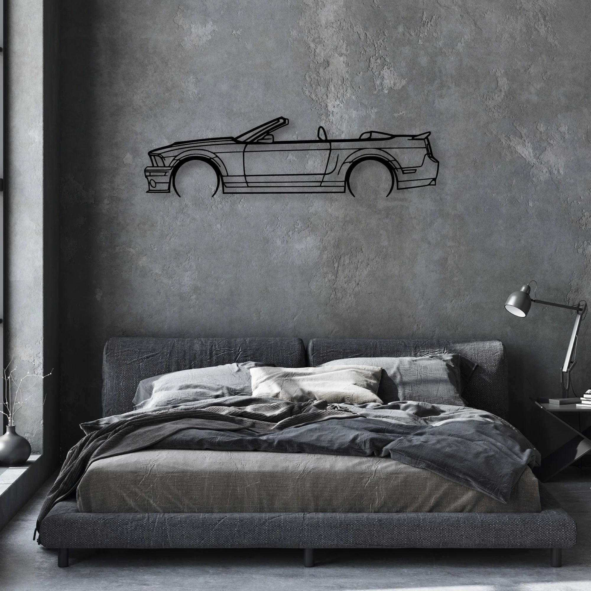 Mustang GT500 2008 Cabrio Classic Silhouette Metal Wall Art - Automotive Garage Decor